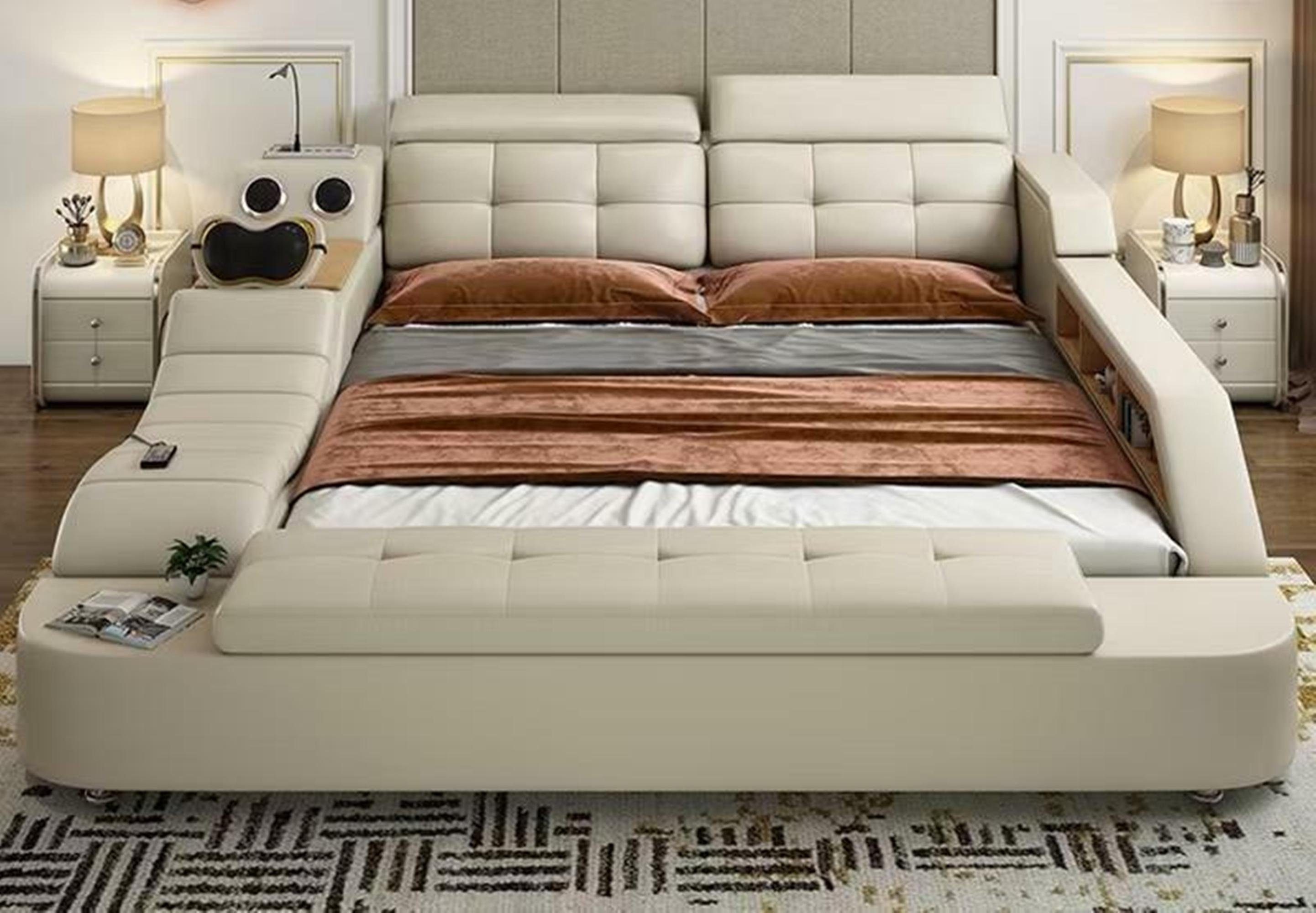 Bett JVmoebel Leder Bett 180x200cm Design Multifunktions Doppel Luxus Betten