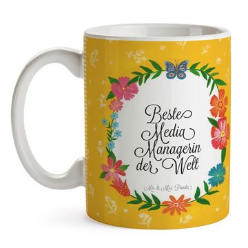 Mr. & Mrs. Panda Tasse Media Managerin - Geschenk, Büro Tasse, Keramiktasse, Tasse Motive, K, Keramik