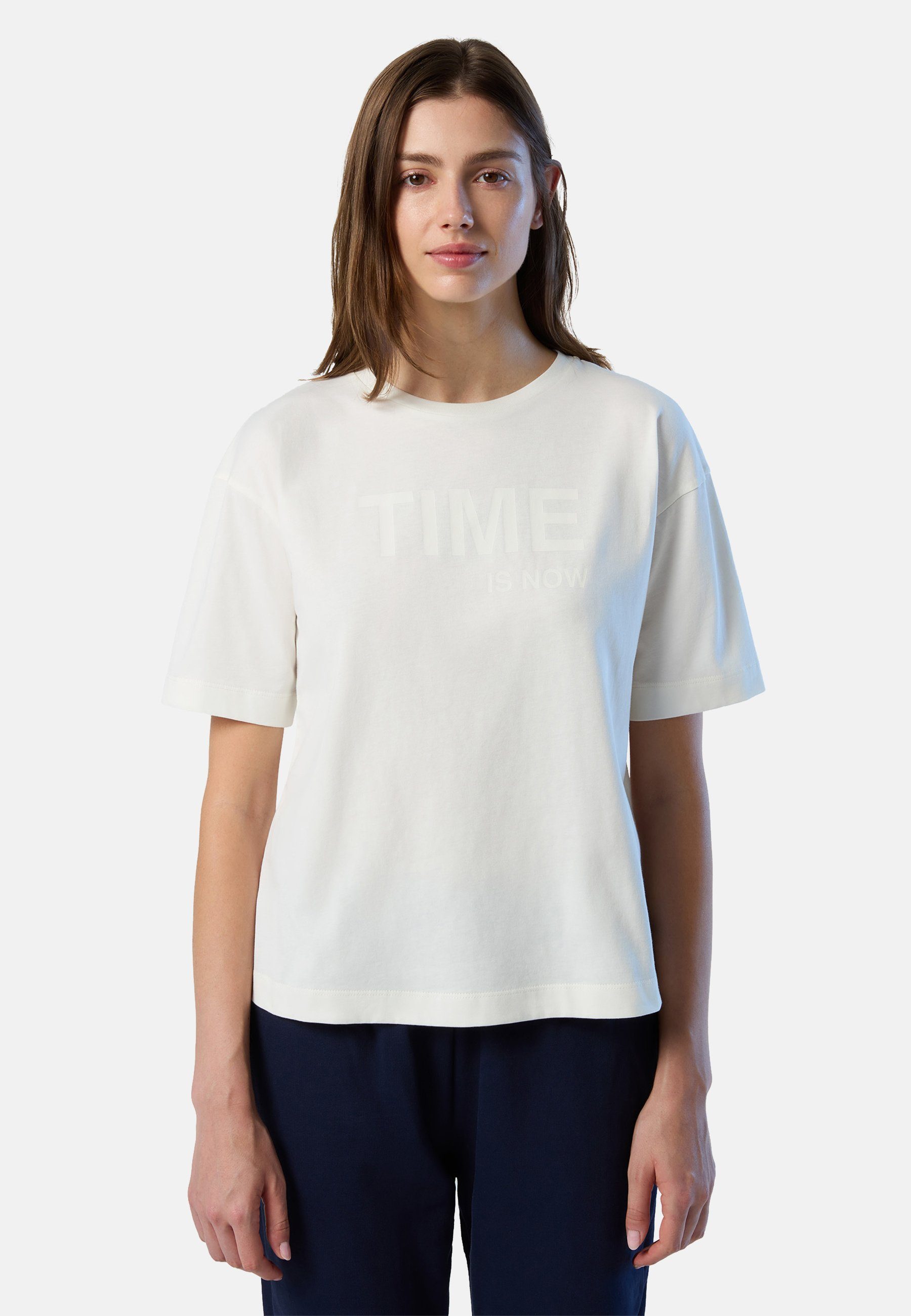 mit T-Shirt klassischem North mit Sails Design weiss Slogan-Print T-Shirt