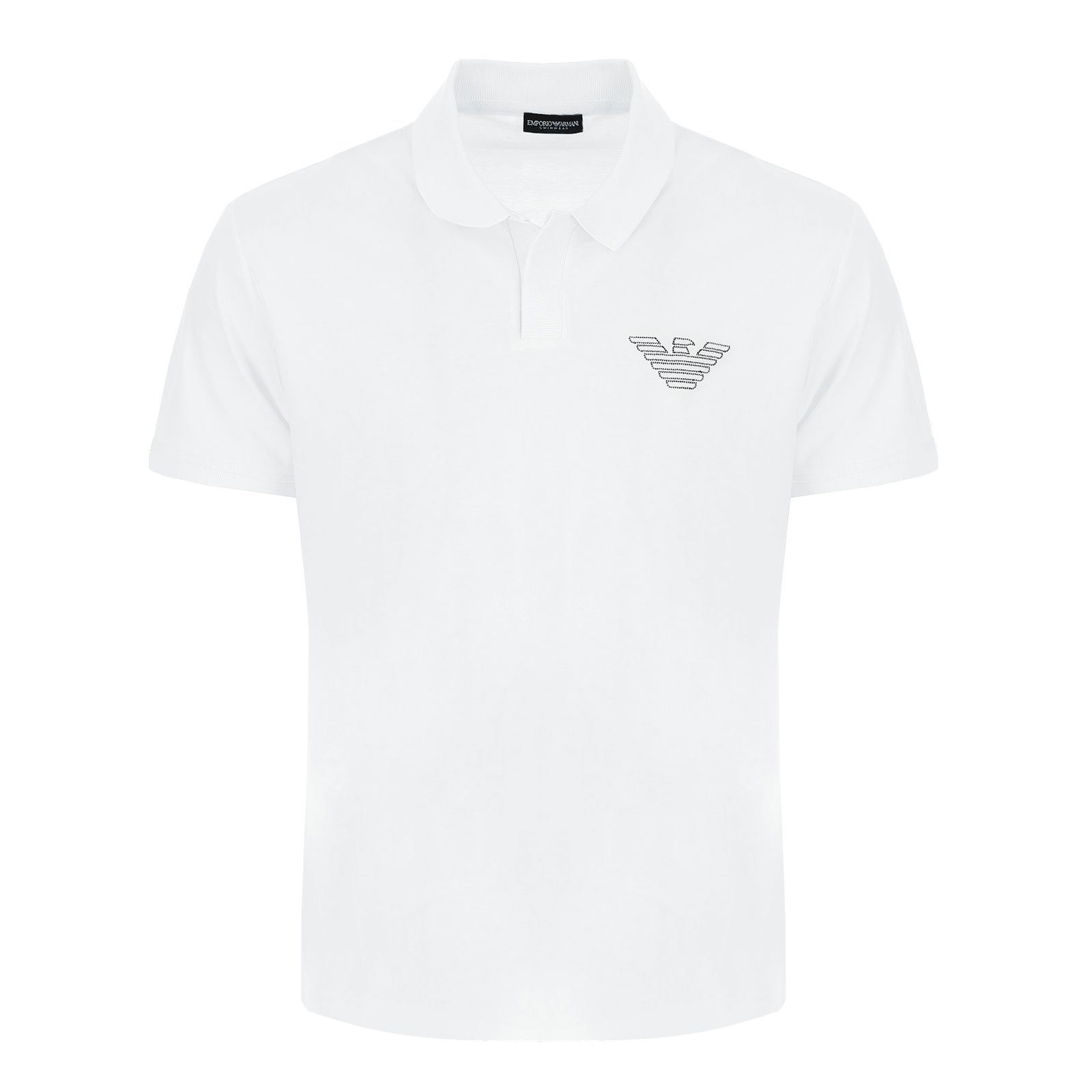 Emporio Armani Poloshirt großem 00010 Logo white Beachwear Polo mit auf Brust der