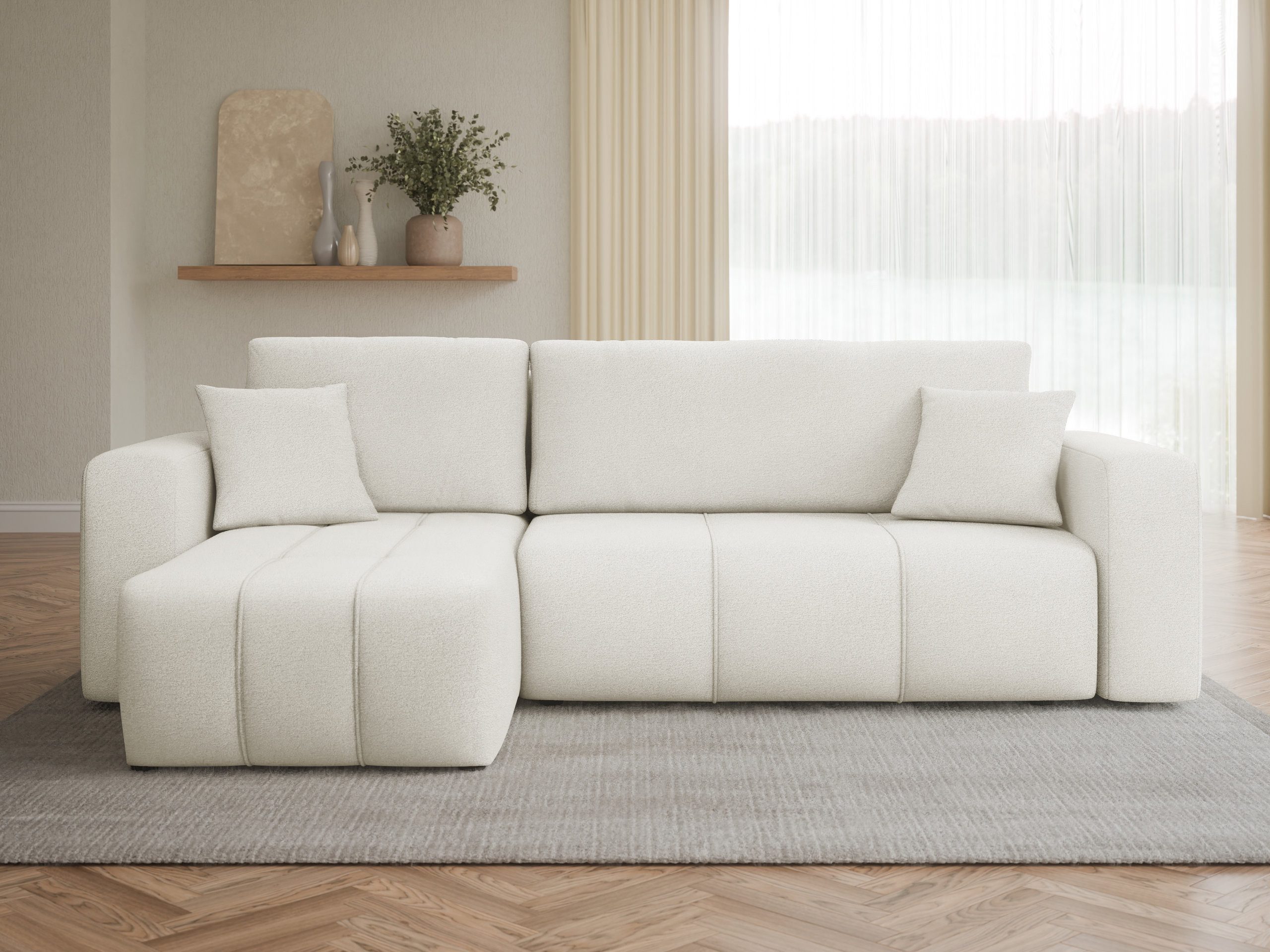 MIRJAN24 Ecksofa Fetrinu, mit Bettkasten und Schlaffunktion, L-Form, Seite Universal