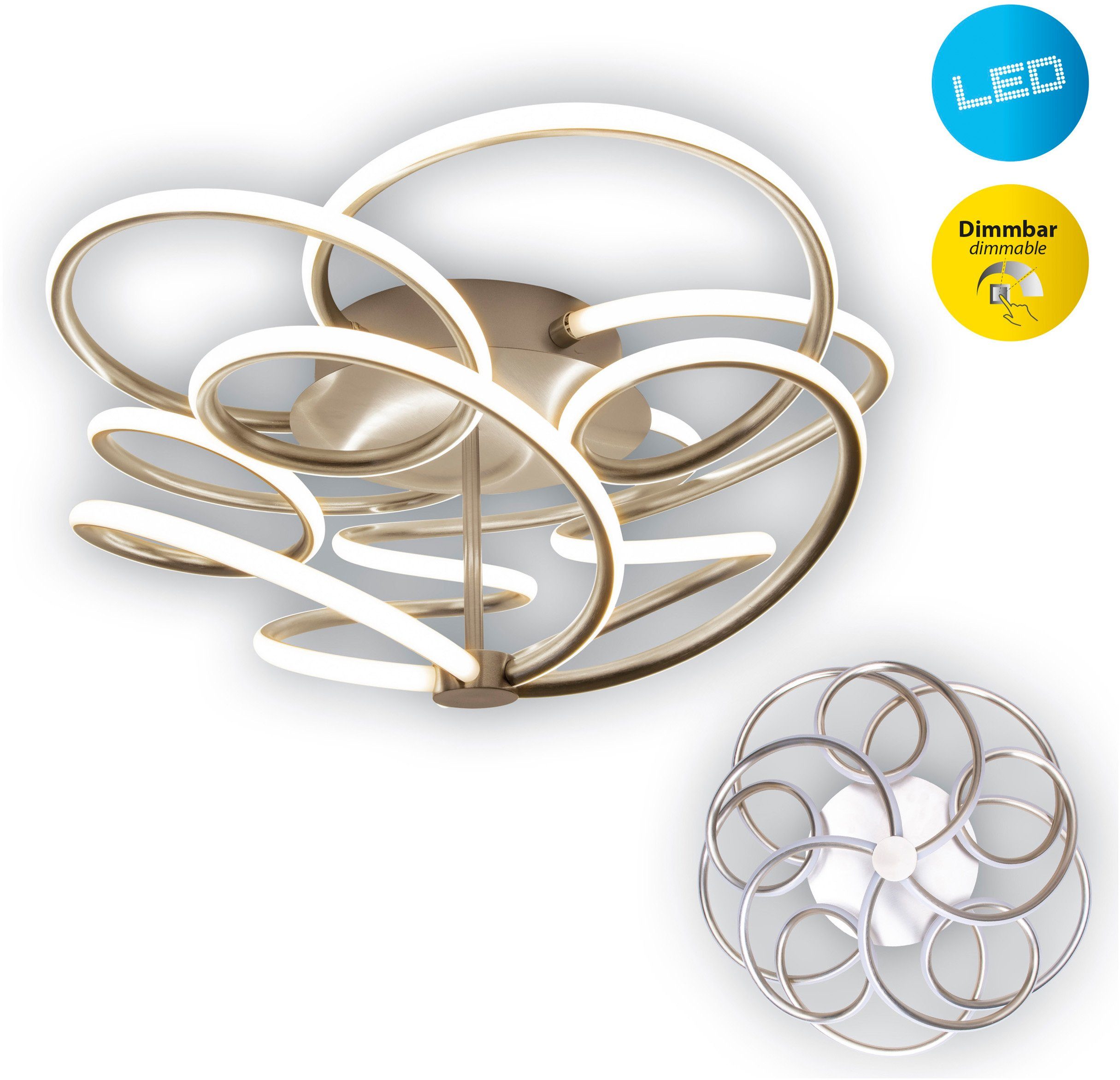 näve LED Deckenleuchte Rizado, Dimmfunktion, LED fest integriert, Warmweiß, günstig online kaufen