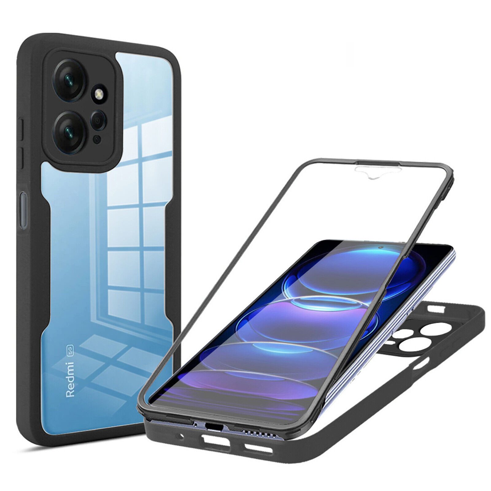 betterfon Handyhülle für Xiaomi Redmi Note 12 4G TPU Schutzcase, 2-teiliges 360 Grad Case mit Rundumschutz und Displayschutz