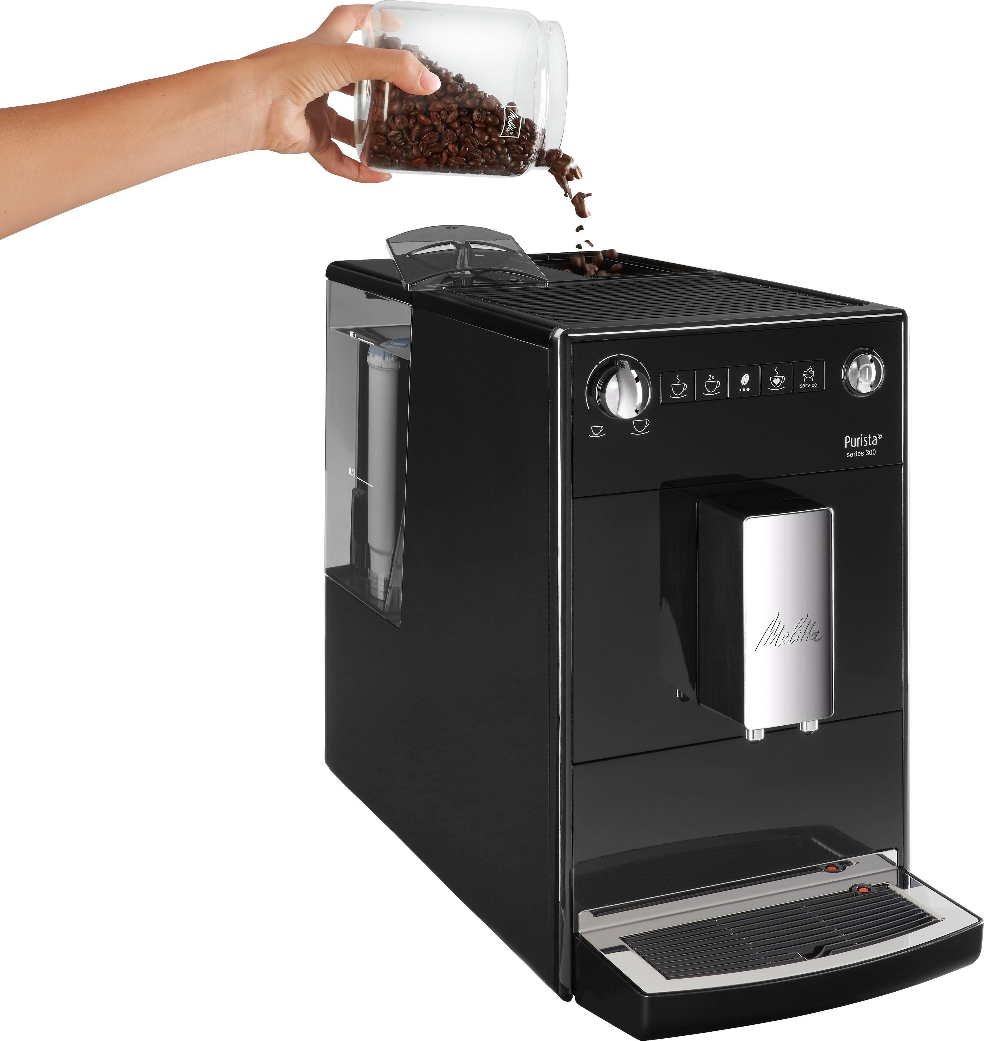 Melitta Kaffeevollautomat Purista® Lieblingskaffee-Funktion, leise & F230-102, kompakt schwarz, extra
