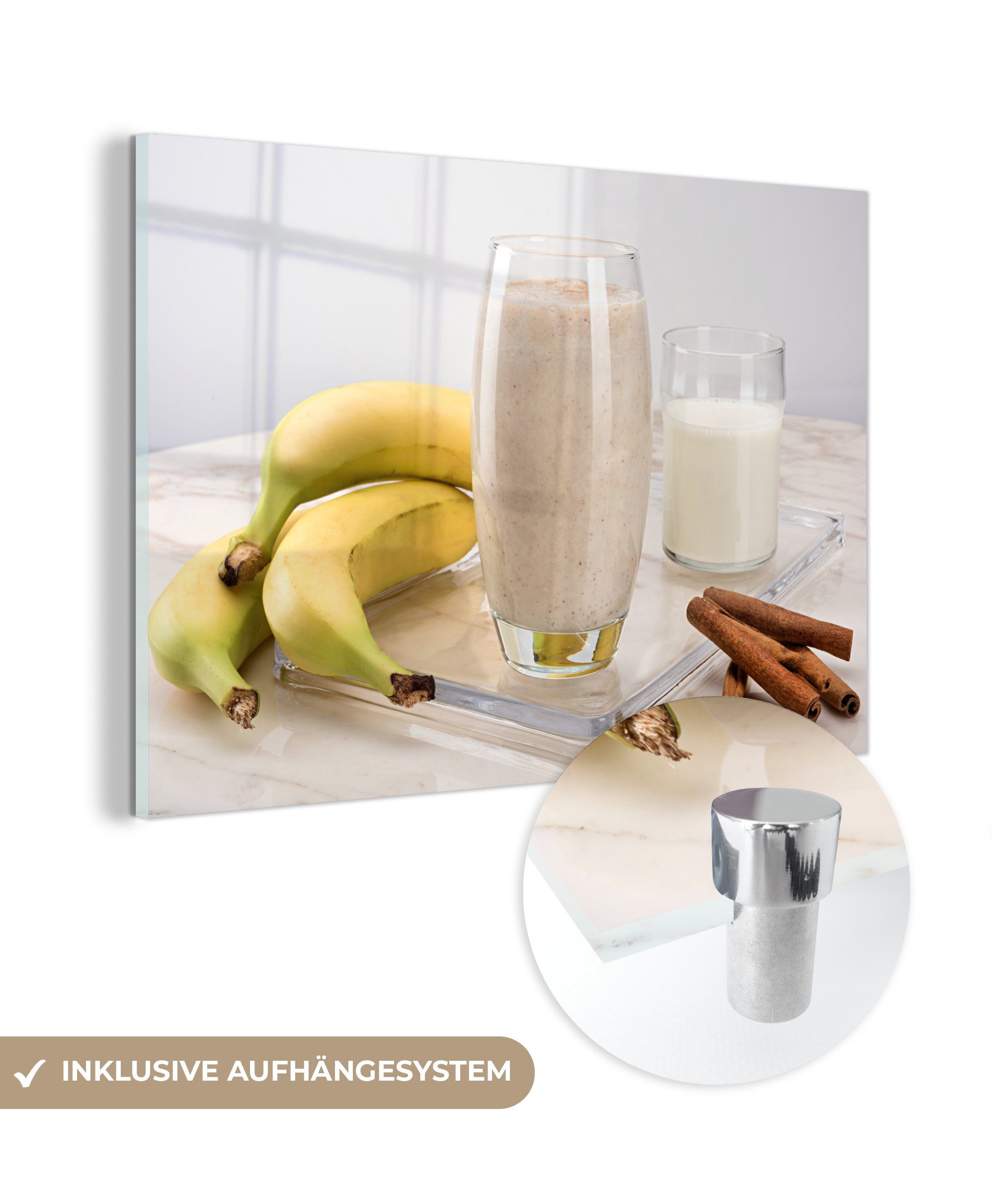MuchoWow Acrylglasbild Bananen-Smoothie, (1 St), Acrylglasbilder Wohnzimmer & Schlafzimmer