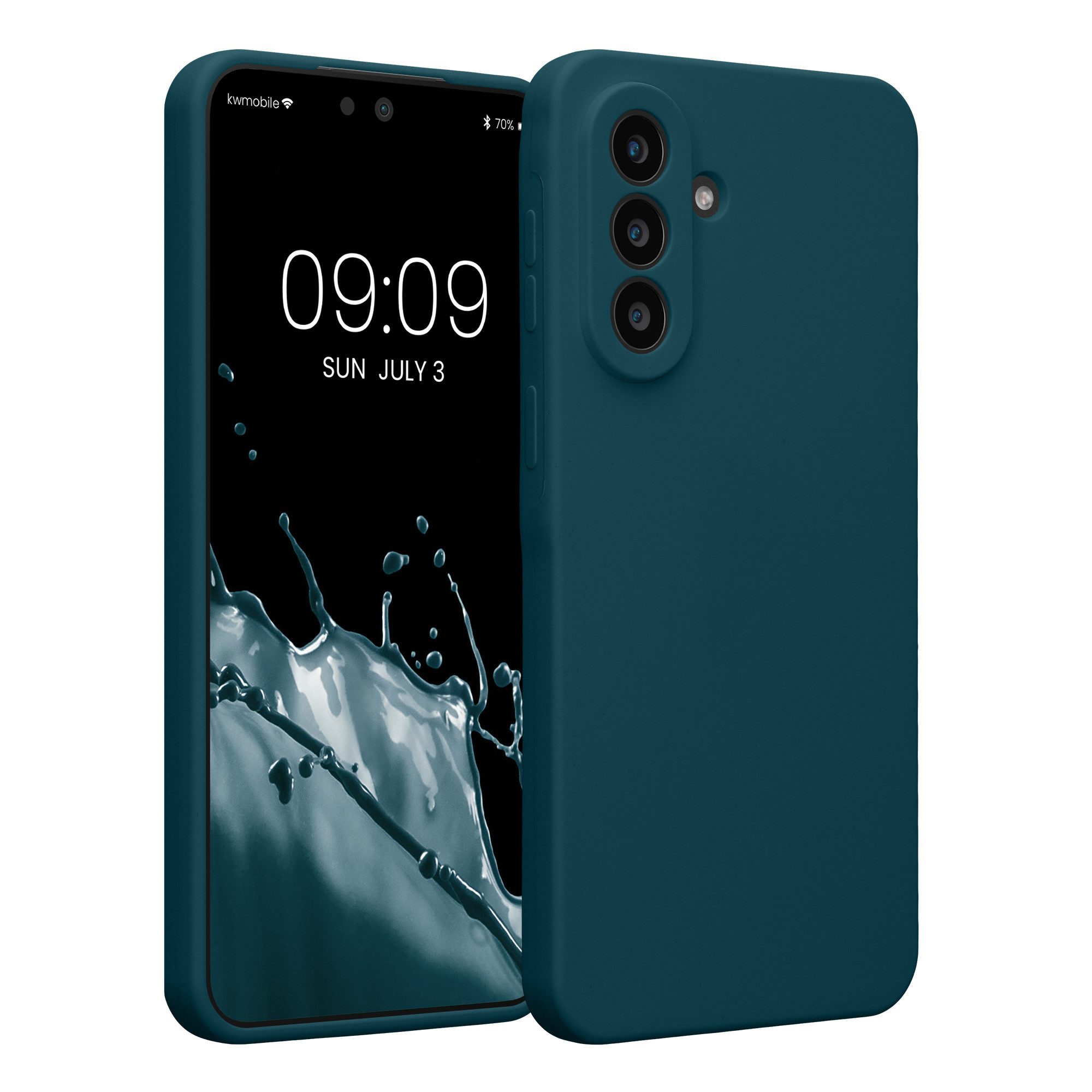 kwmobile Smartphone-Hülle Handyhülle für Samsung Galaxy A57 5G Hülle, Hülle Silikon gummiert - Handyhülle - Handy Case in Petrol matt