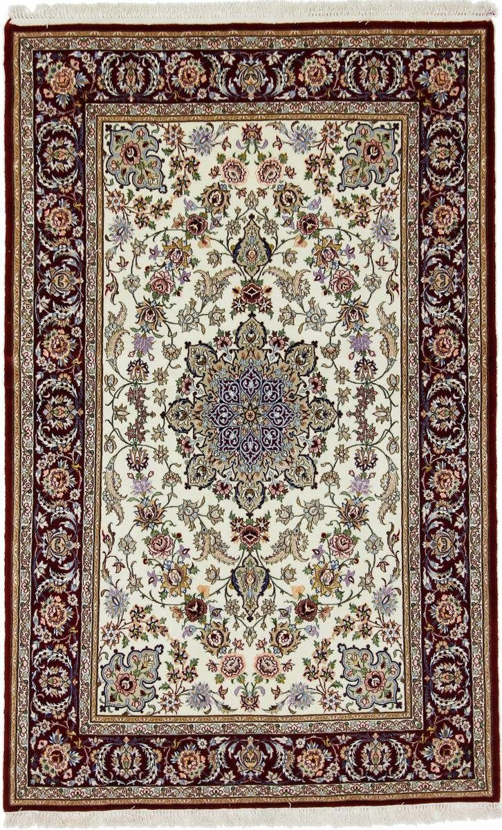 Orientteppich Isfahan Seidenkette 128x205 Handgeknüpfter Orientteppich, Nain Trading, rechteckig, Höhe: 8 mm