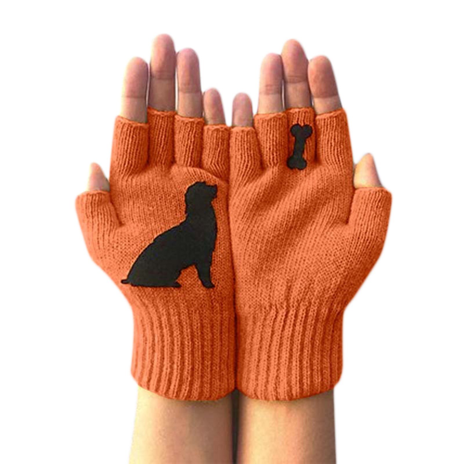 Blusmart Strickhandschuhe Handschuhe Für Outdoor Herbst Winter, Wollhandschuhe, Damen, orange Und