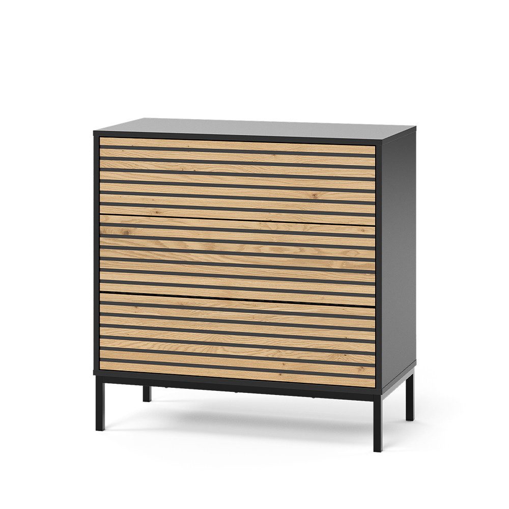 Vicco Kommode Eliza, Schwarz/Eiche, 80 x 81.2 cm 2 Schubladen (1 St)