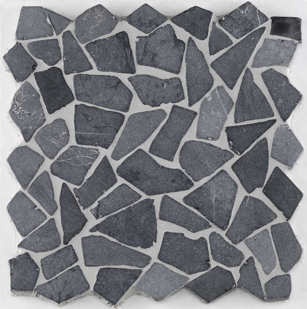 KNG Mosaikfliesen Mosaikfliese Marmor Bruch 30 x 30 cm schwarz, Marmor, Schwarz
