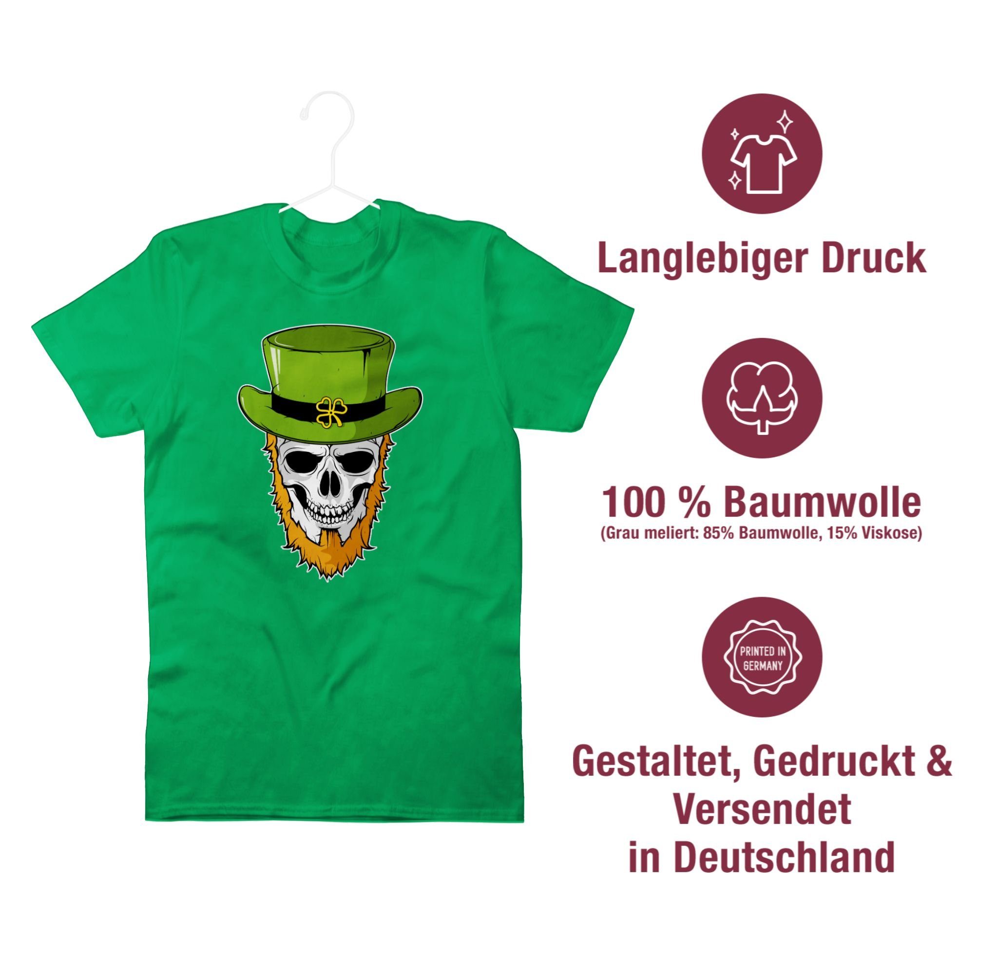 Grün St. T-Shirt Shirtracer Day Totenkopf 02 Patricks Kleeblatt