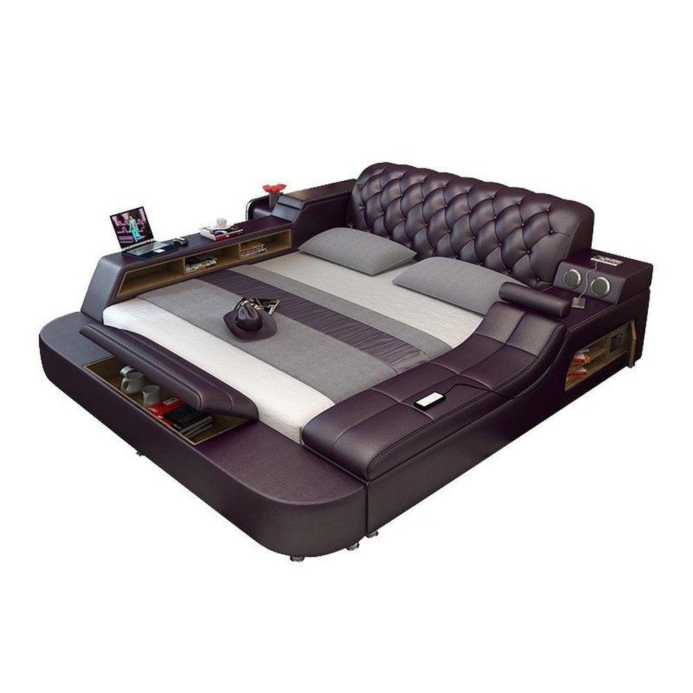 JVmoebel Multimediabett Multifunktionales Bett Moderner Stil Rosa Farbe Holzrahmen Weich (2-tlg)