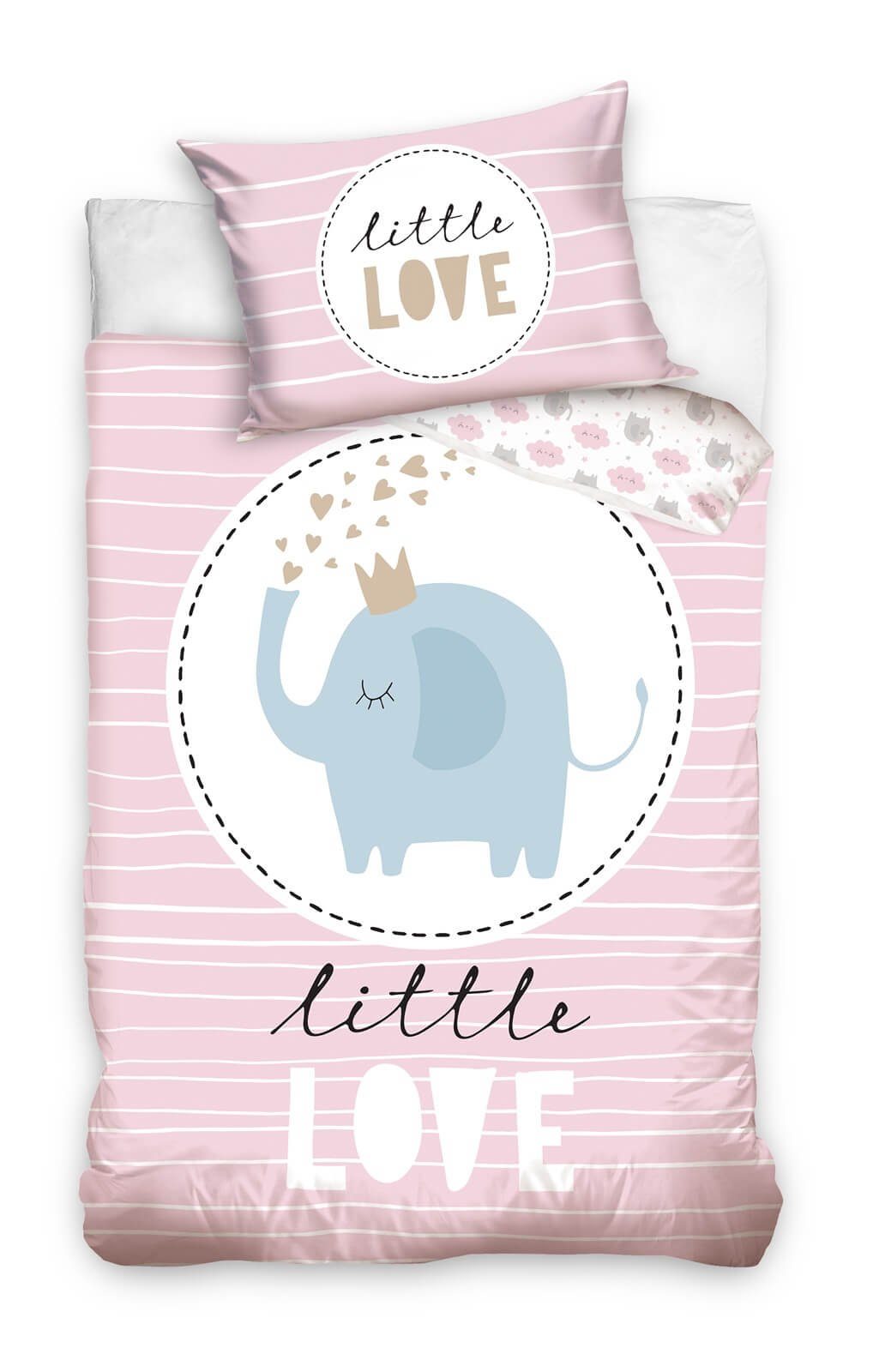 Babybettwäsche Kleiner Elefant - Baby-Bettwäsche-Set für Mädchen, 100x135 &  40x60 cm, Baby Best, Baumwolle, 100% Baumwolle