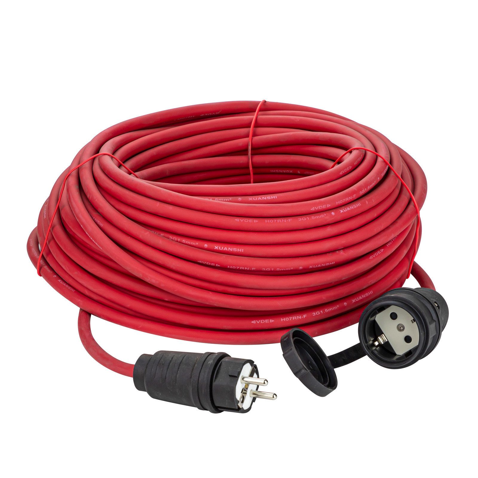 DEMA 40m Verlängerungskabel H07RN-F 3x1,5 mm² rot Verlängerungskabel