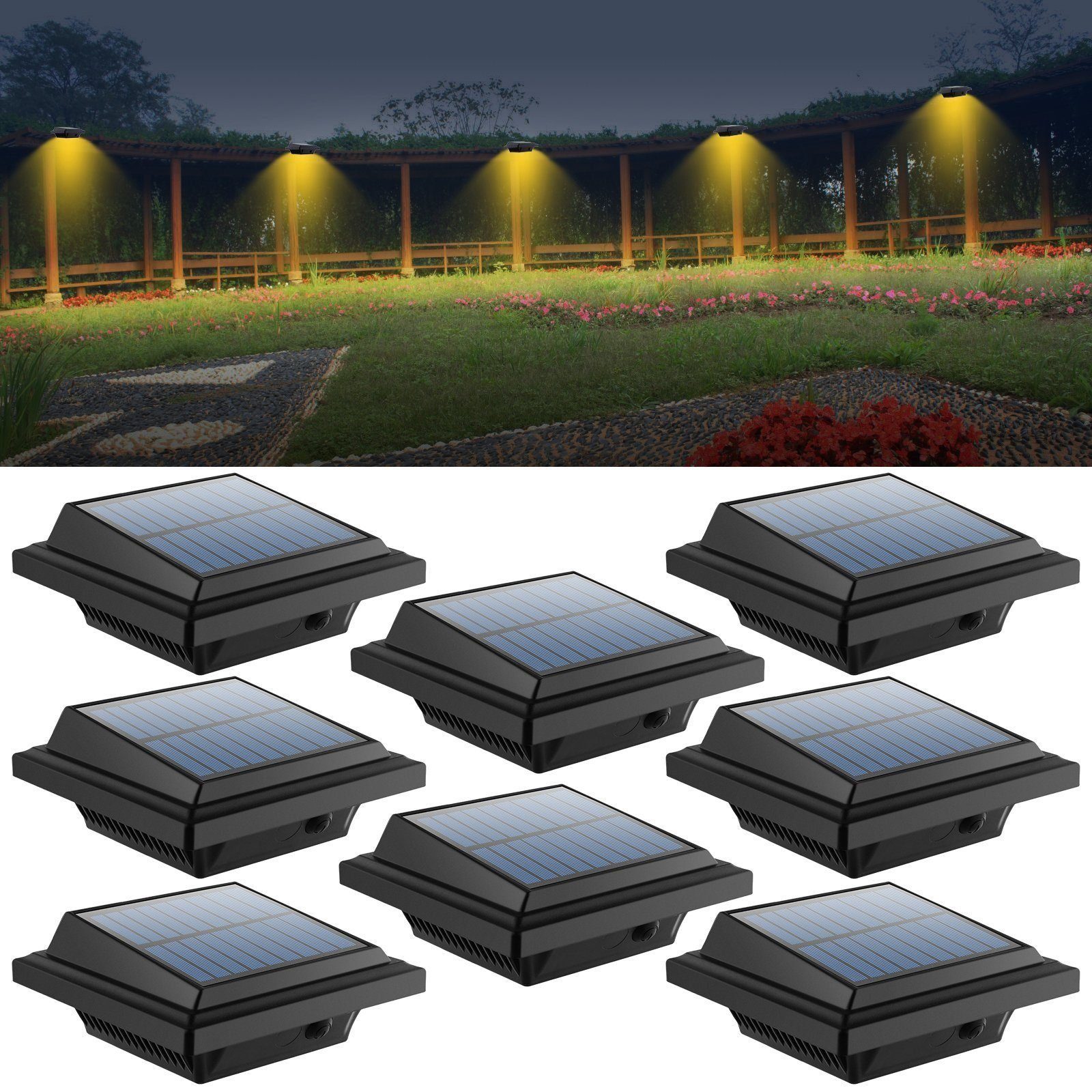 Lichtsensor Wegeleuchte 8Stück Solarleuchten Coisini Dachrinnenleuchte für Zaun, Dachrinnen Haus, 40LEDs