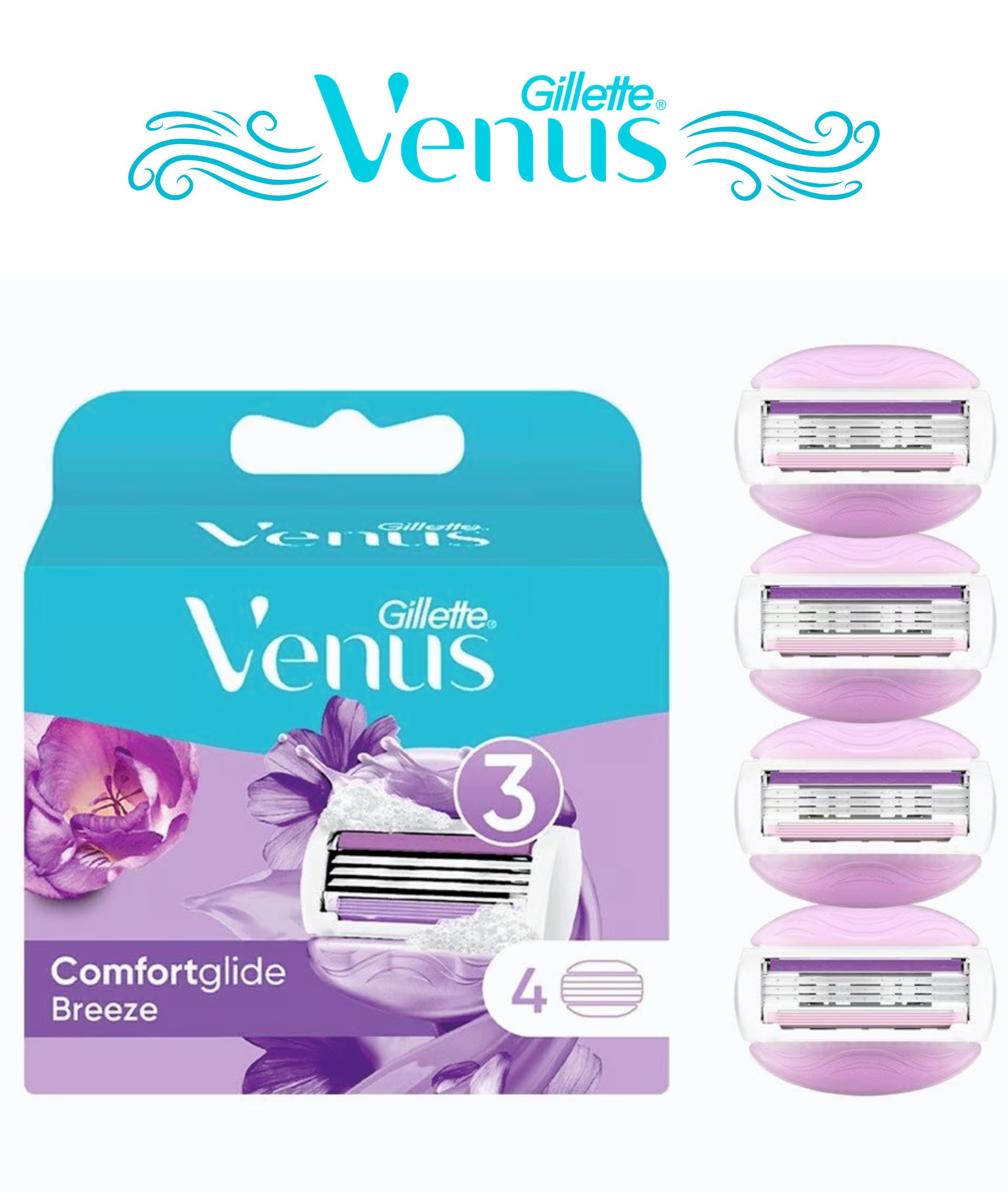 Gillette Venus Rasierklingen Comfortglide Breeze, 4-tlg., ohne Rasiergel verwendbar
