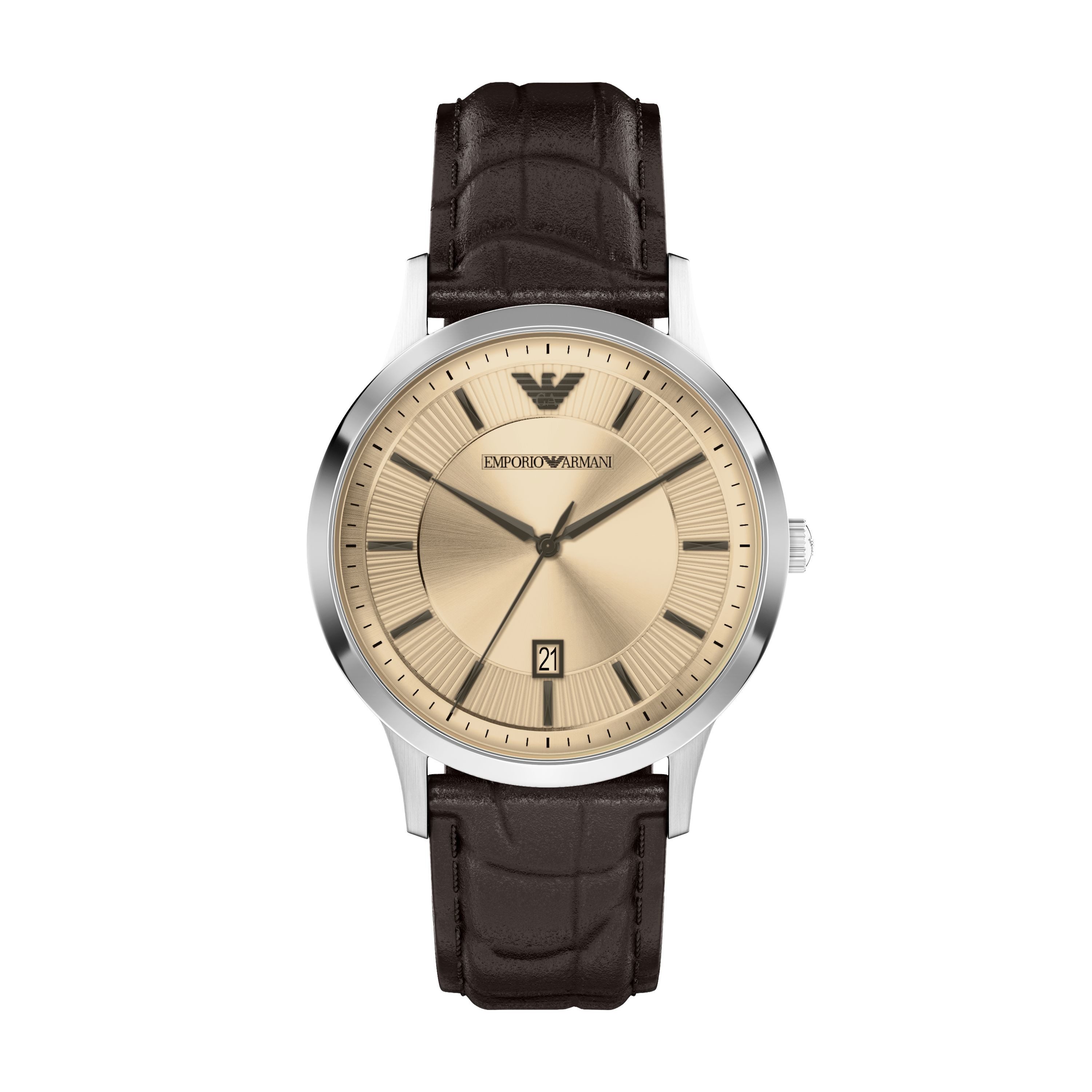Emporio Armani Quarzuhr AR11783, Armbanduhr, Herrenuhr, Lederarmband, analog, Tag
