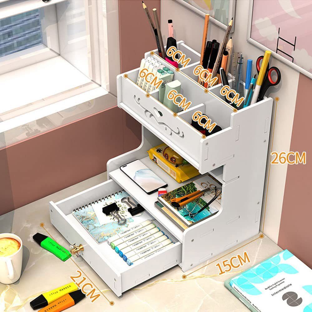 zggzerg Regal-Schreibtisch Weißer Schreibtisch-Organizer mit Schublade, DIY günstig online kaufen