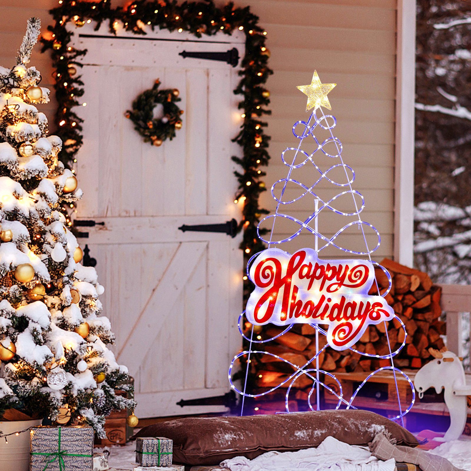 Weihnachten Baum, LEDs, LED COSTWAY Lichtmodi, 6 170cm, für 216 Farbwechsler,