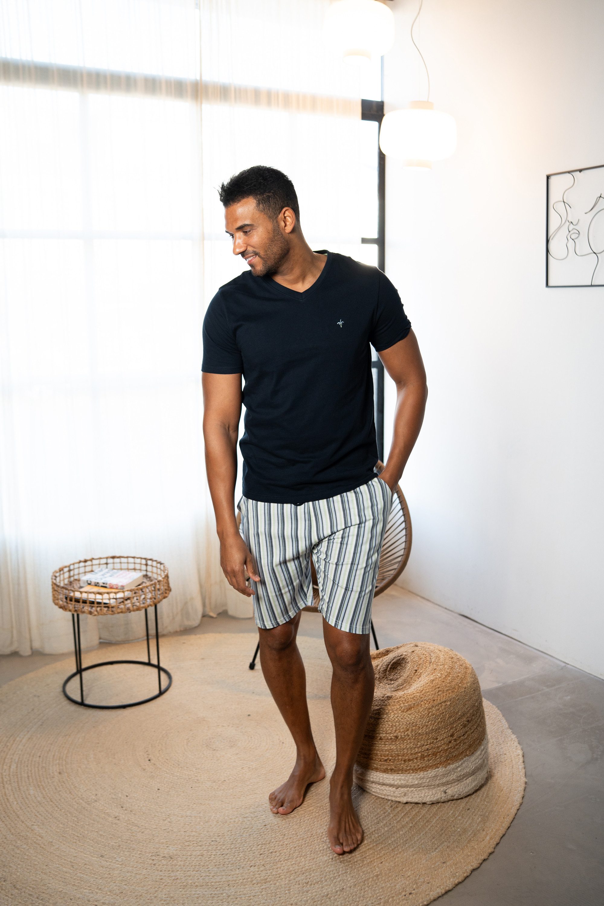 Phil & Co. Pyjamashorts Chill Trek (1-tlg., 1-teilig) Herren Schlafhose Bermuda Jersey Relaxhose Homewearhose Baumwolle