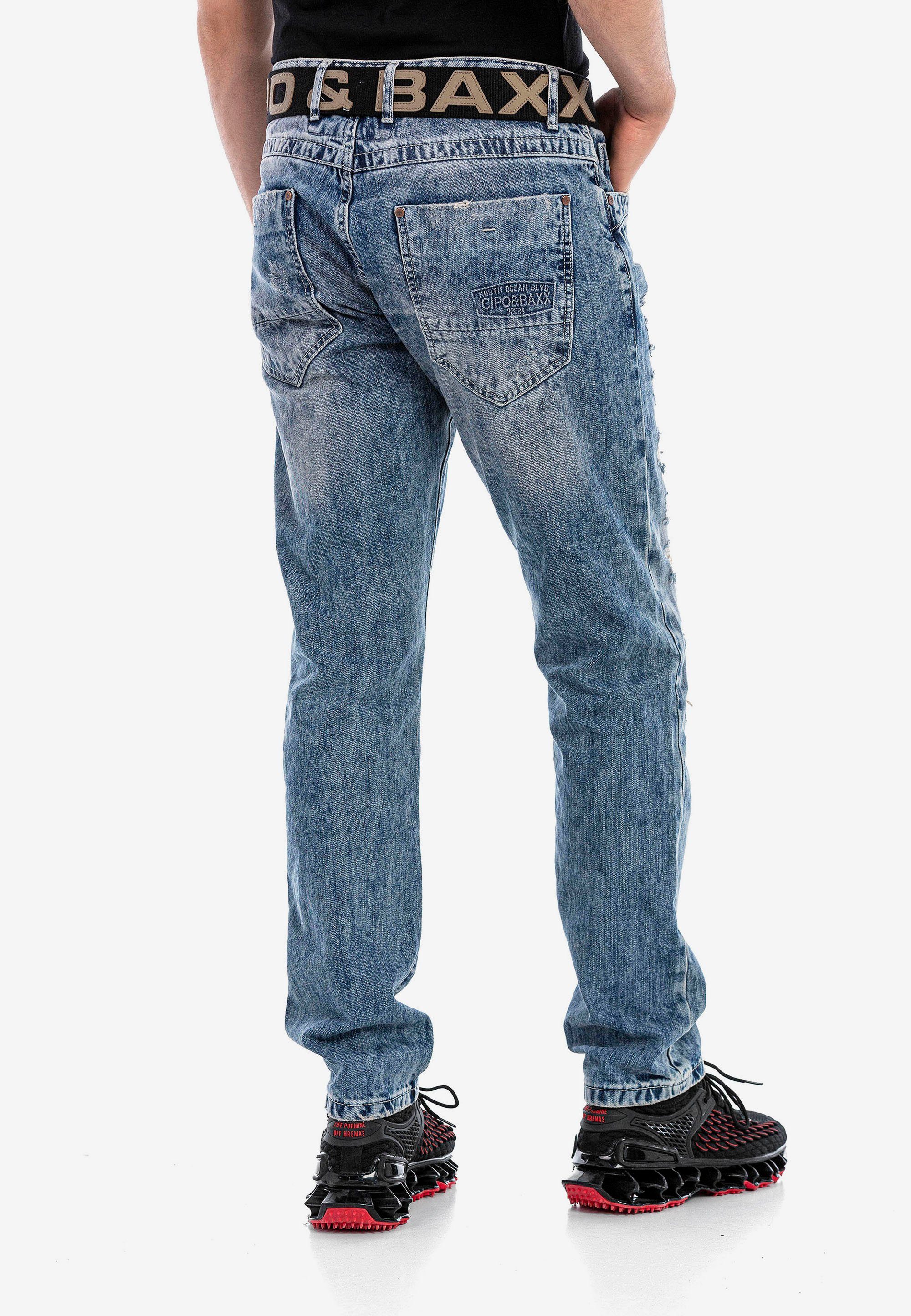 Cipo Details Jeans & in Bequeme Ripped Straight-Fit Baxx mit
