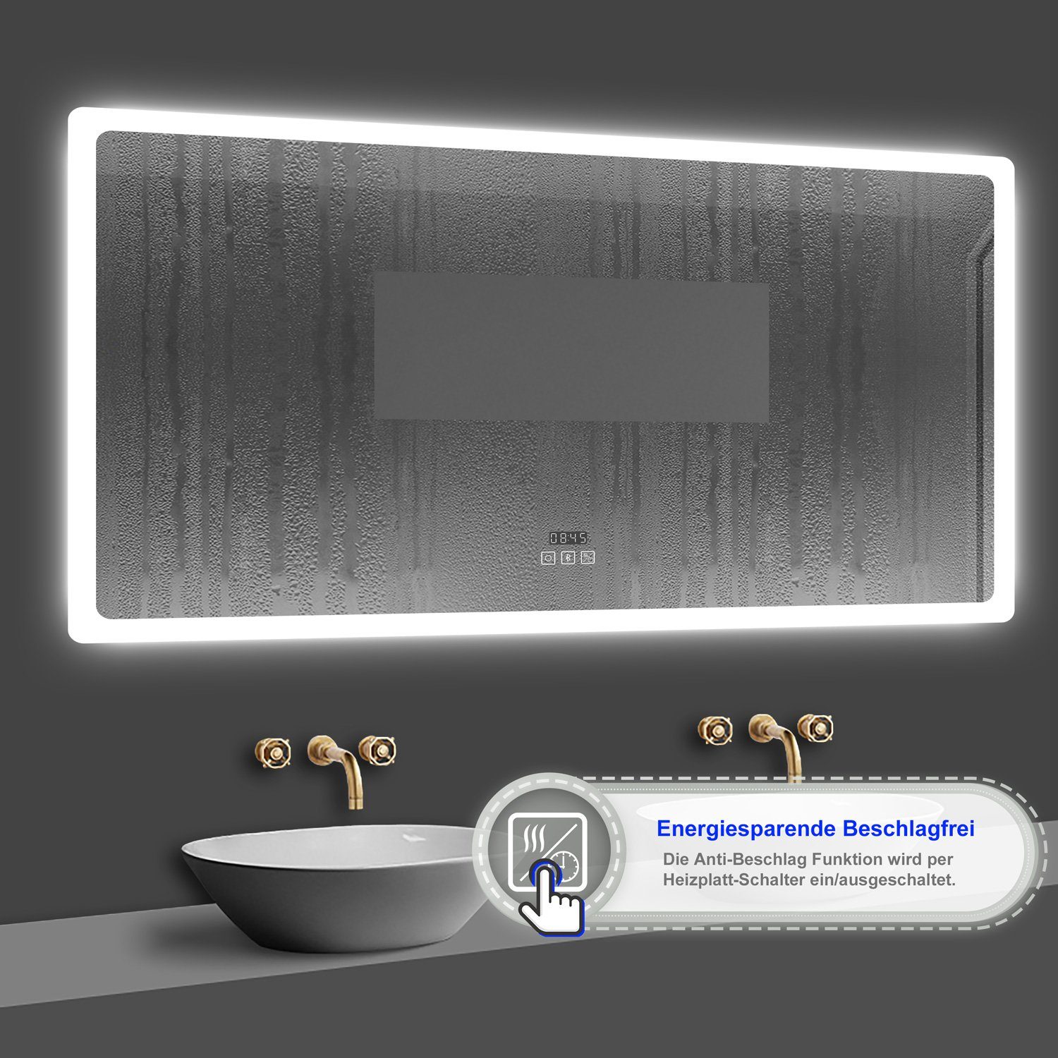 duschspa Badspiegel Badezimmerspigel Kalt/Neutral/Warmweiß Dimmbar Beschlagfrei, Bluetooth
