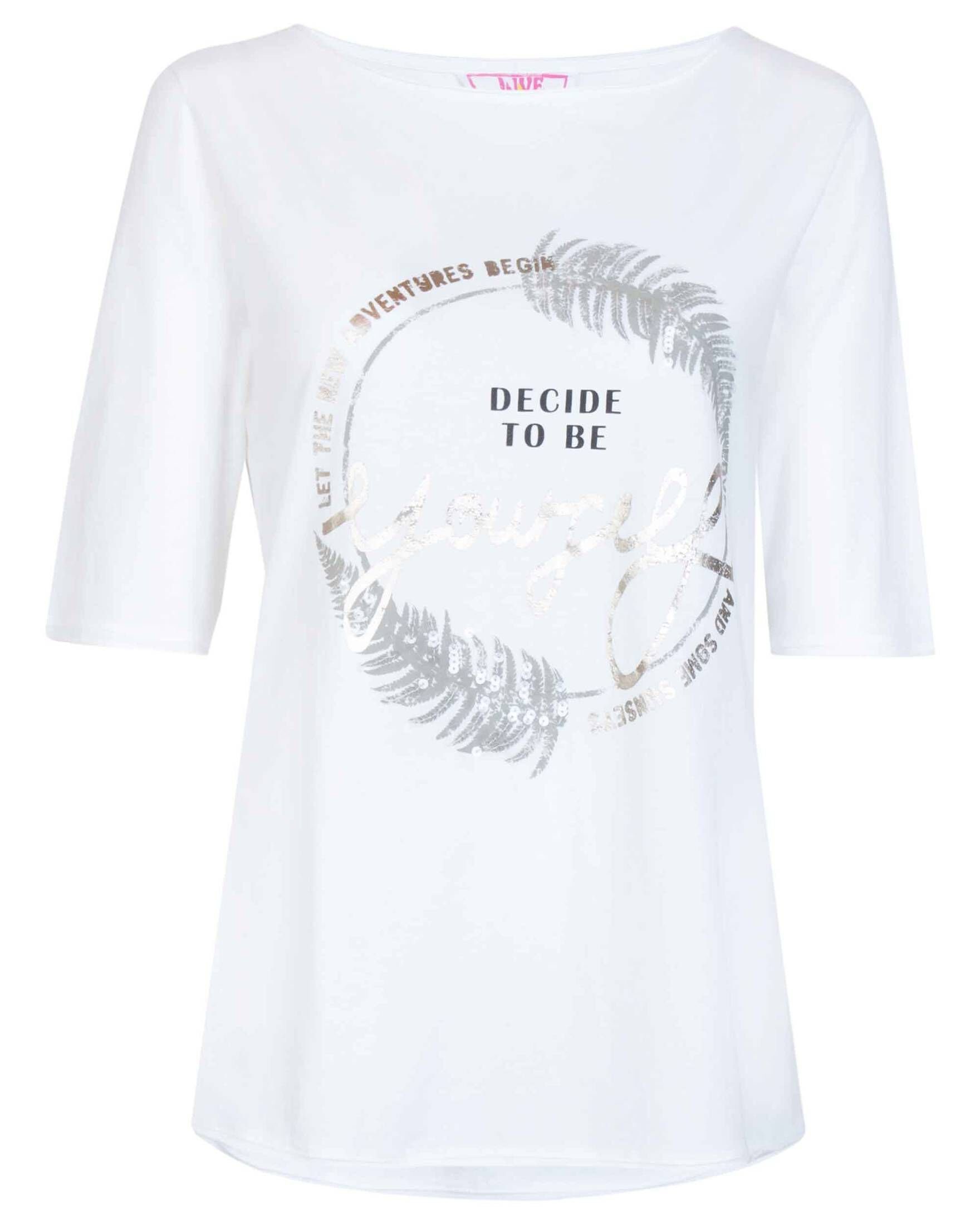 Baumwolle, Damen T-Shirt 50% CANDICEL 50% Material: Modal T-Shirt (1-tlg), Obermaterial: Lieblingsstück