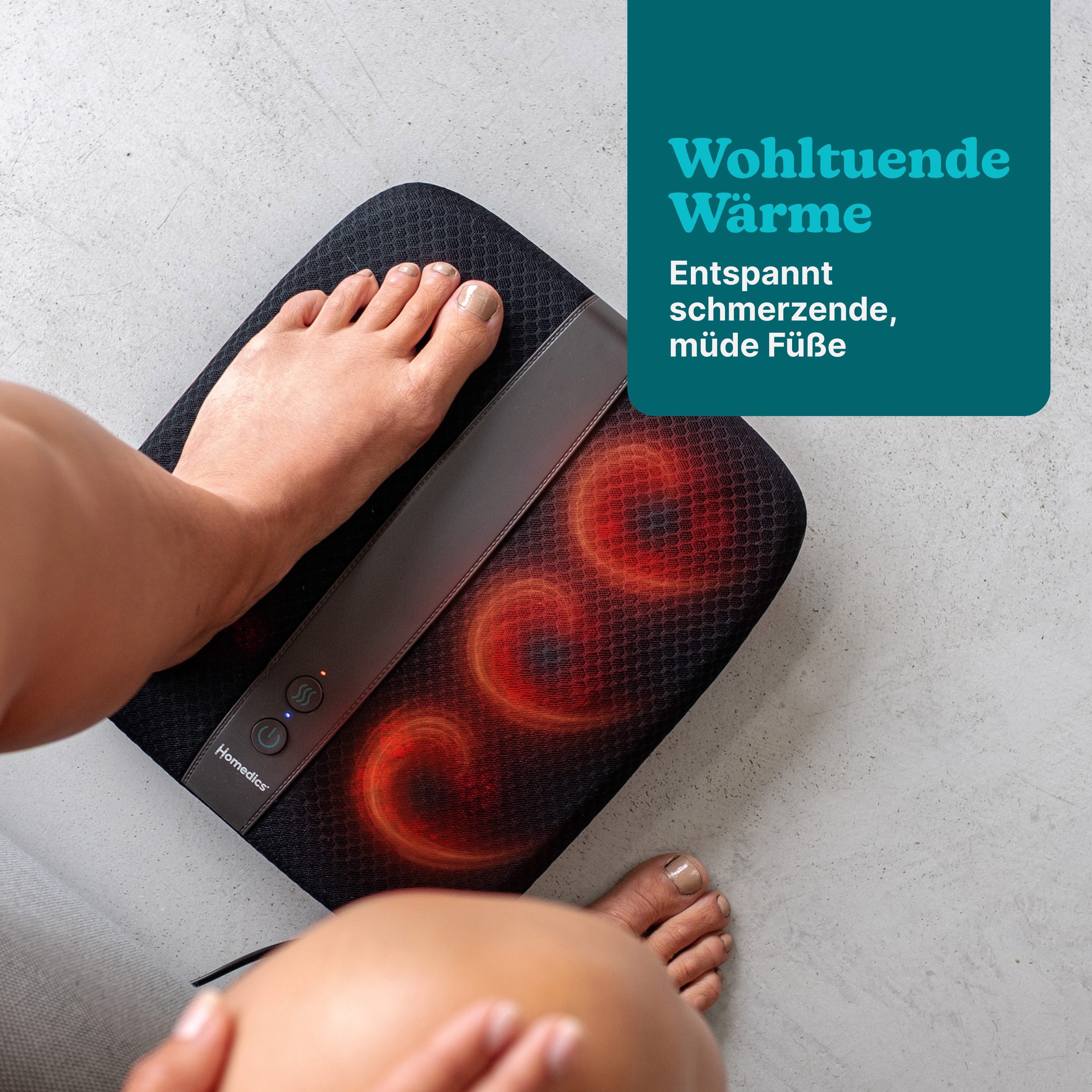 HOMEDICS Shiatsu-Fußmassagegerät FM-TS12H-EU Shiatsu Deluxe Fußmassage Wärmefunktion Shiatsu Massager, 28 rotierende Massageknoten pro Fuß, flüsterleise, Fußbedienung