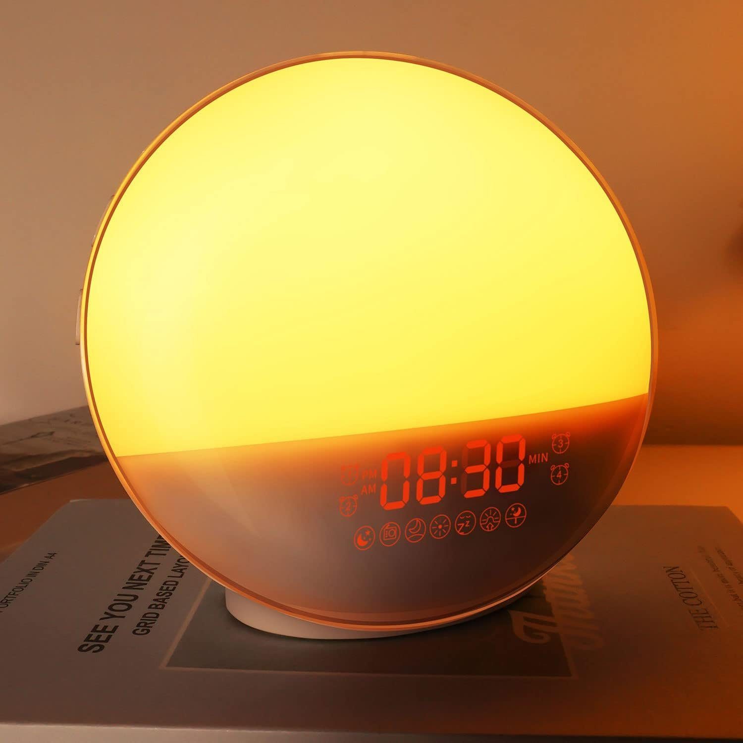 Schlafhilfe-Doppelwecker Töne, light simulation, Farben, Wake-up with Discaver FM simulierter 14 7 Wecker sunrise/sunset radio