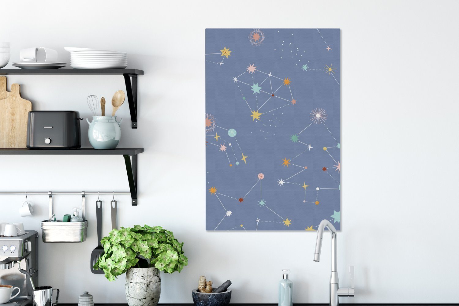 OneMillionCanvasses® Leinwandbild Weltraum - 40x60 - Wohnzimmer bunt Bilder Kinderzimmer, Schlafzimmer, St), Sterne (1 Leinwand cm für