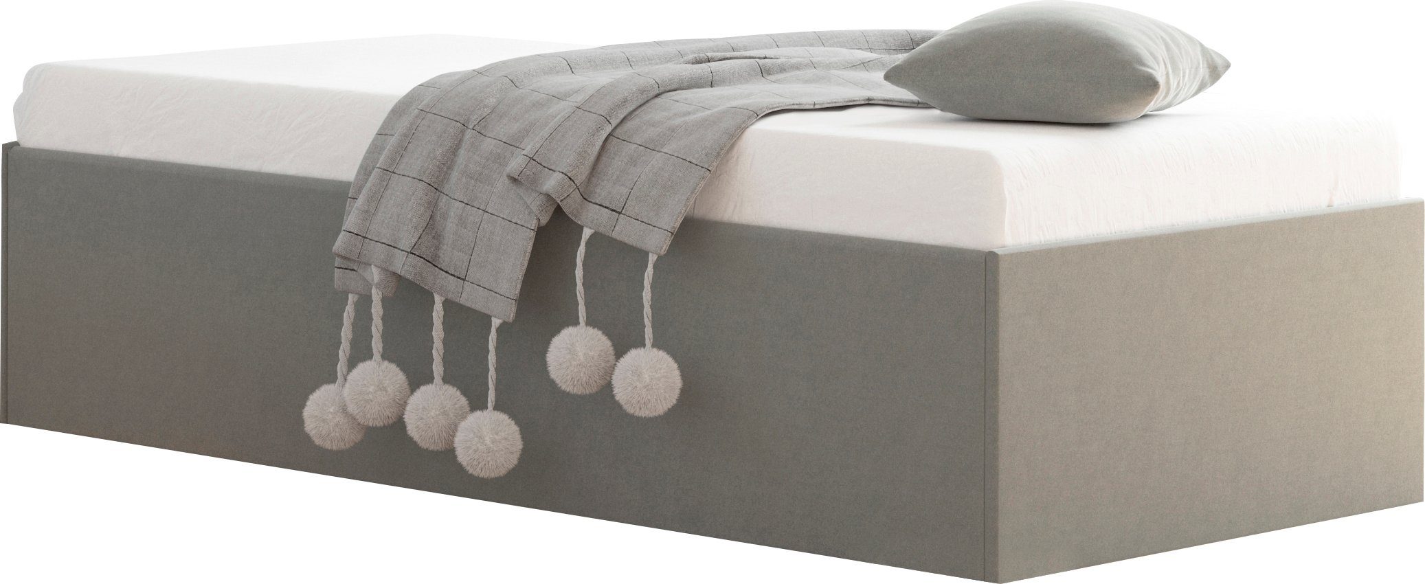 Westfalia Schlafkomfort Polsterbett Amrum, in Samtvelours ohne Kopfteil, mit und ohne Bettkasten erhältlich grau