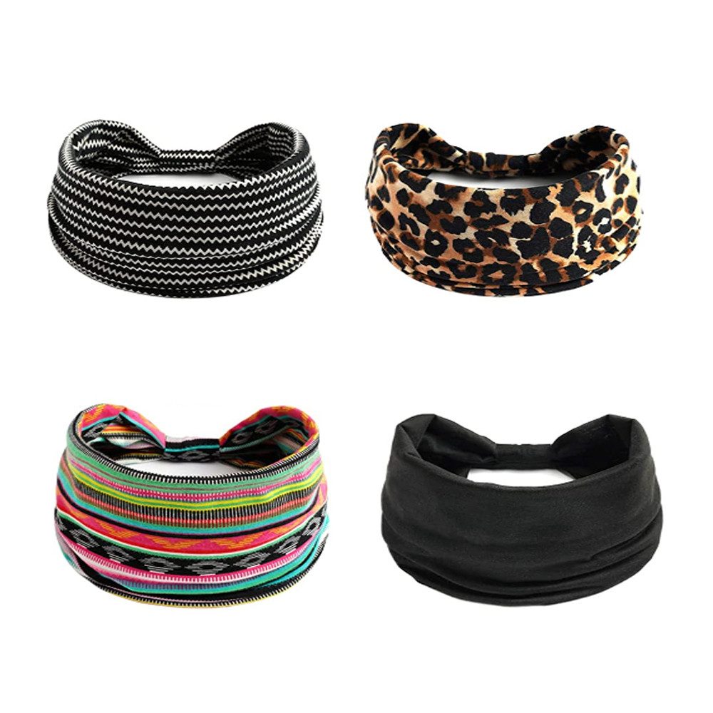 Zaewry Stirnband Damen Sport, 4 Pack Haarband Haarbänder Damen Herren (4-St) Antirutsch Stirnbänder Elastisch Headband Unisex Hair Band