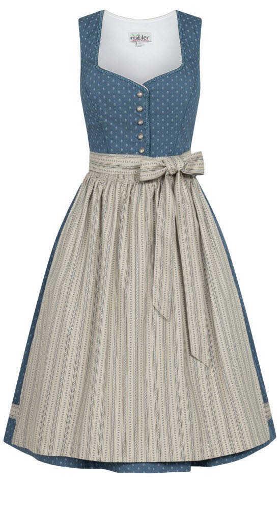 Trachtenkleid Midi Dirndl Felicitas in Rauchblau von Nübler