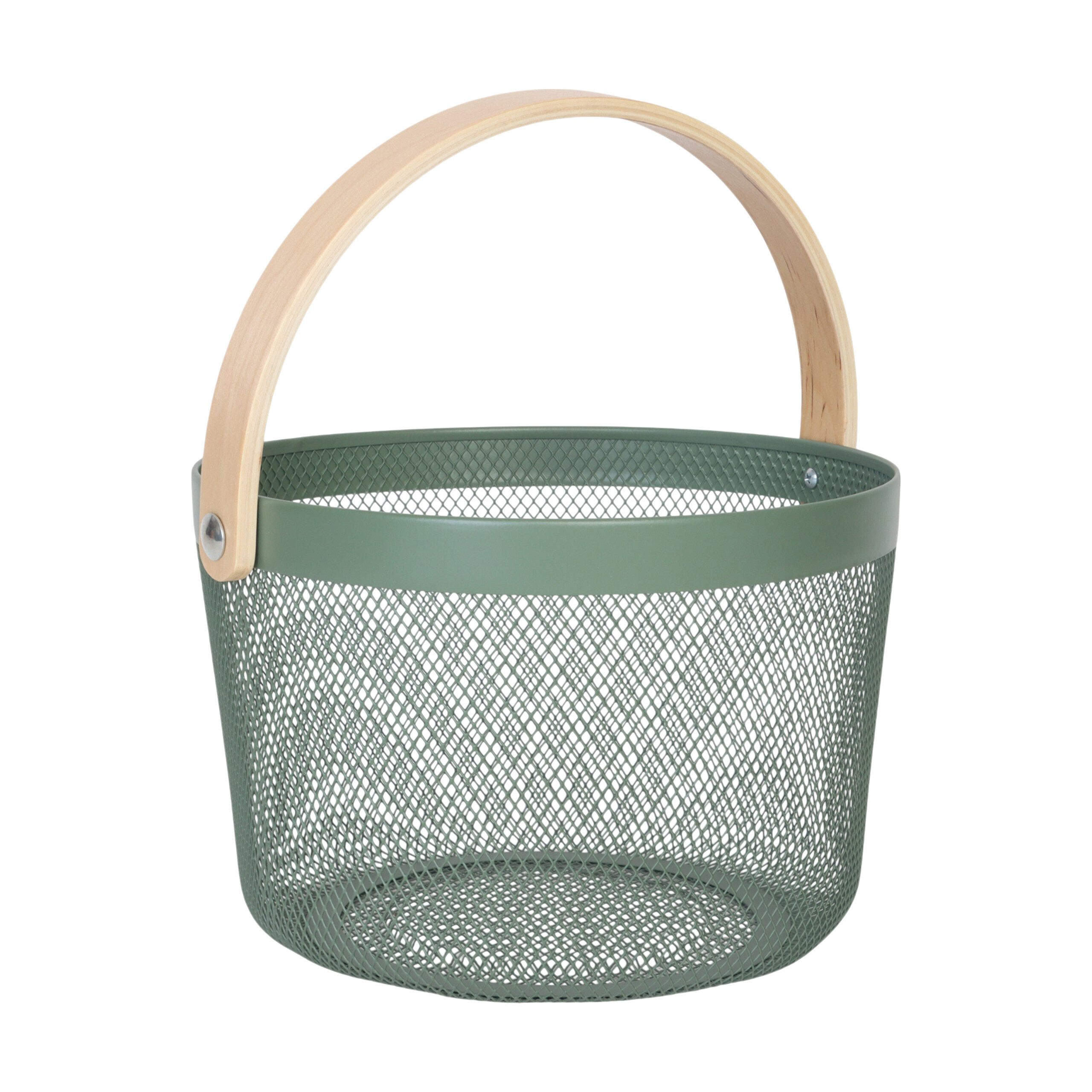relaxdays Aufbewahrungskorb Runder Drahtkorb mit Henkel (1 St), Mint