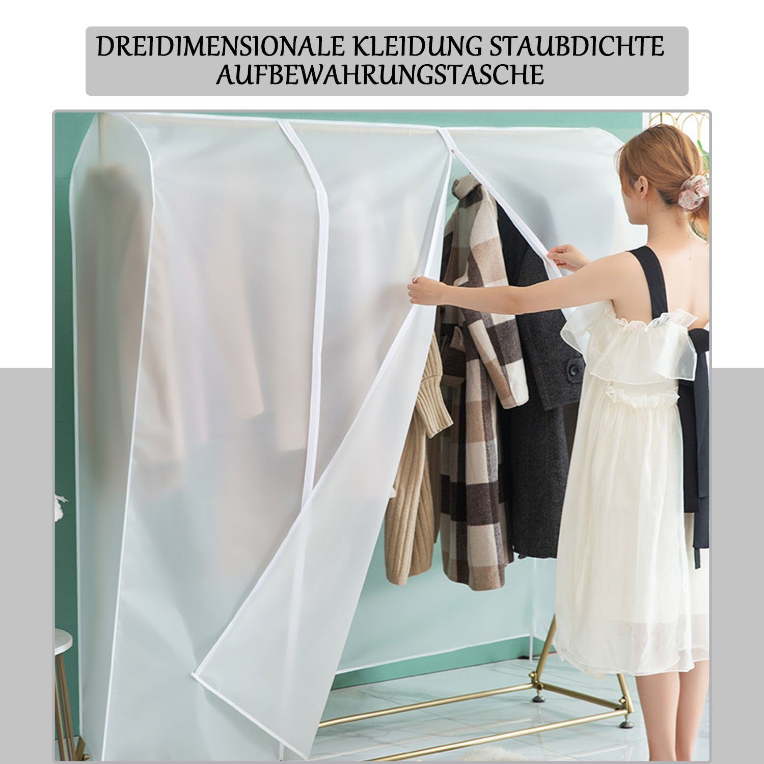 MAGICSHE Kleidersack Kleiderhülle mit Transluzent (1 offene St) Garderobe Reißverschluss für