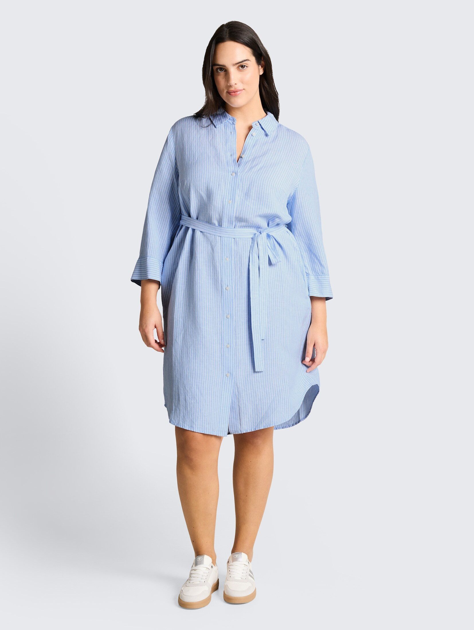 TOM TAILOR PLUS Jerseykleid Kleider & Jumpsuits Plus Size - Blusenkleid mit Leinenanteil