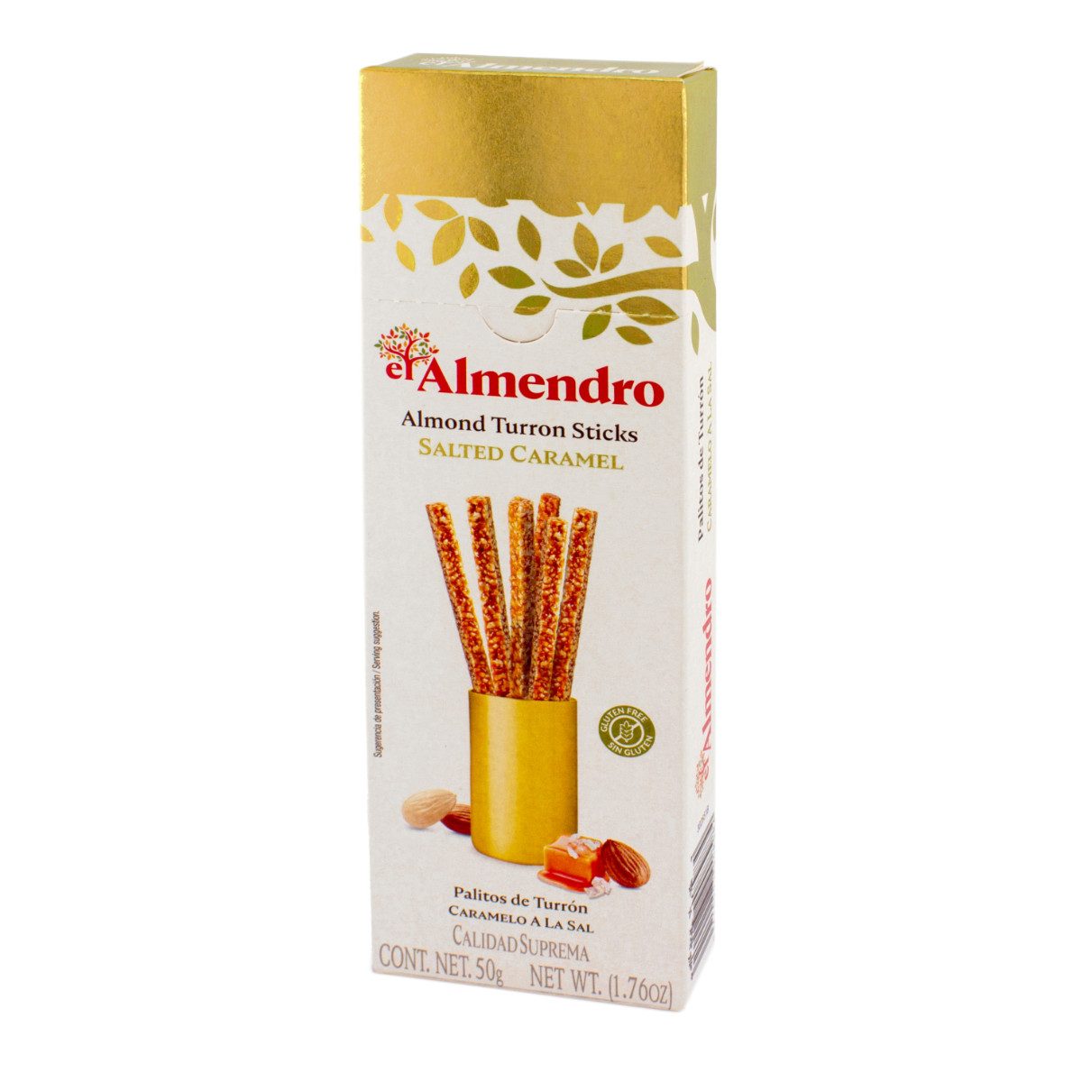 el Almendro Süßigkeit, El Almendro Salted Caramel Almond Turron Sticks spanischer Nougat 50g