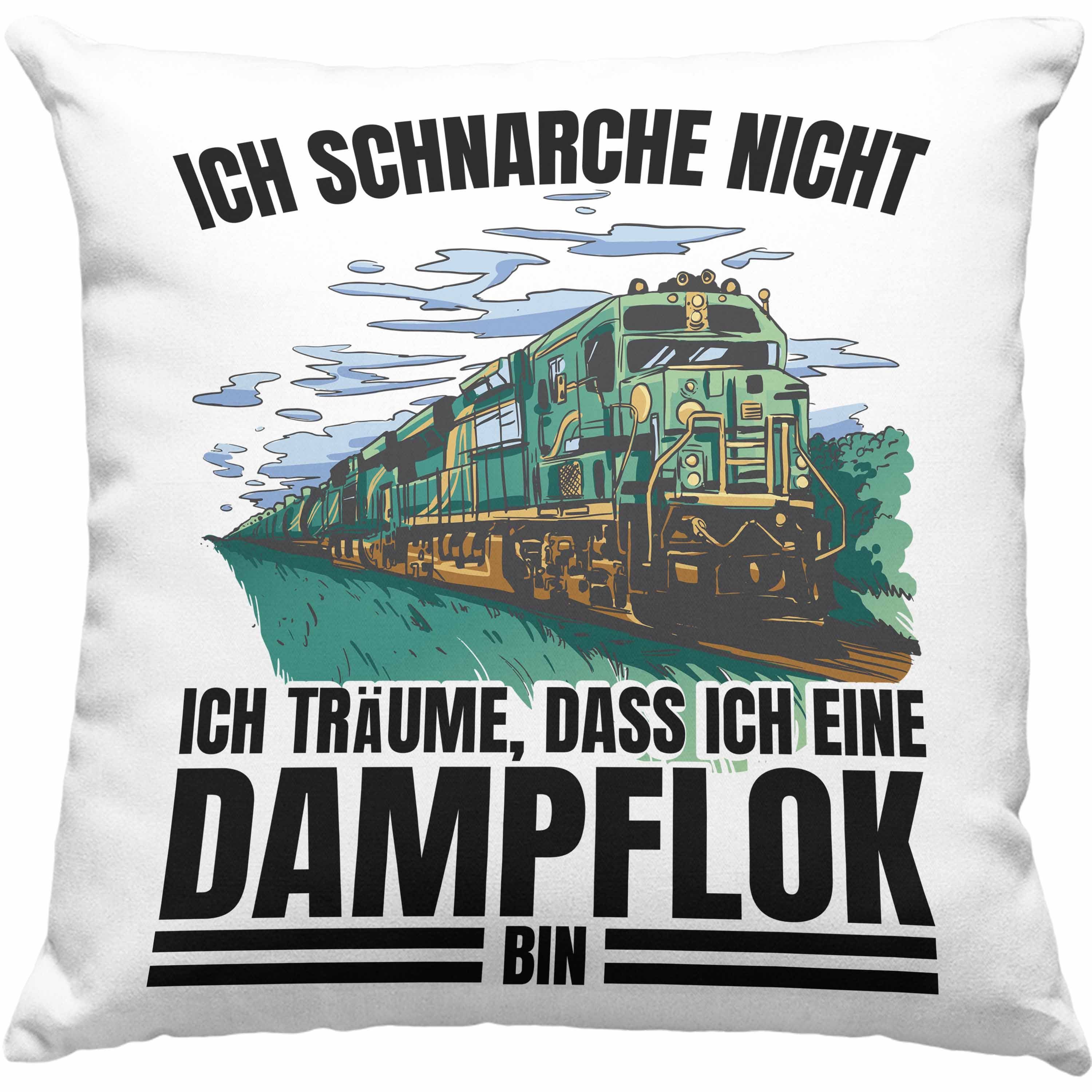 Trendation Dekokissen Trendation - Ich Schnarche Nicht Kissen Lokomotive Dampflok Spruch Geschenk für lokführer Eisenbahn Geschenkidee für Männer Dekokissen mit Füllung 40x40 Blau