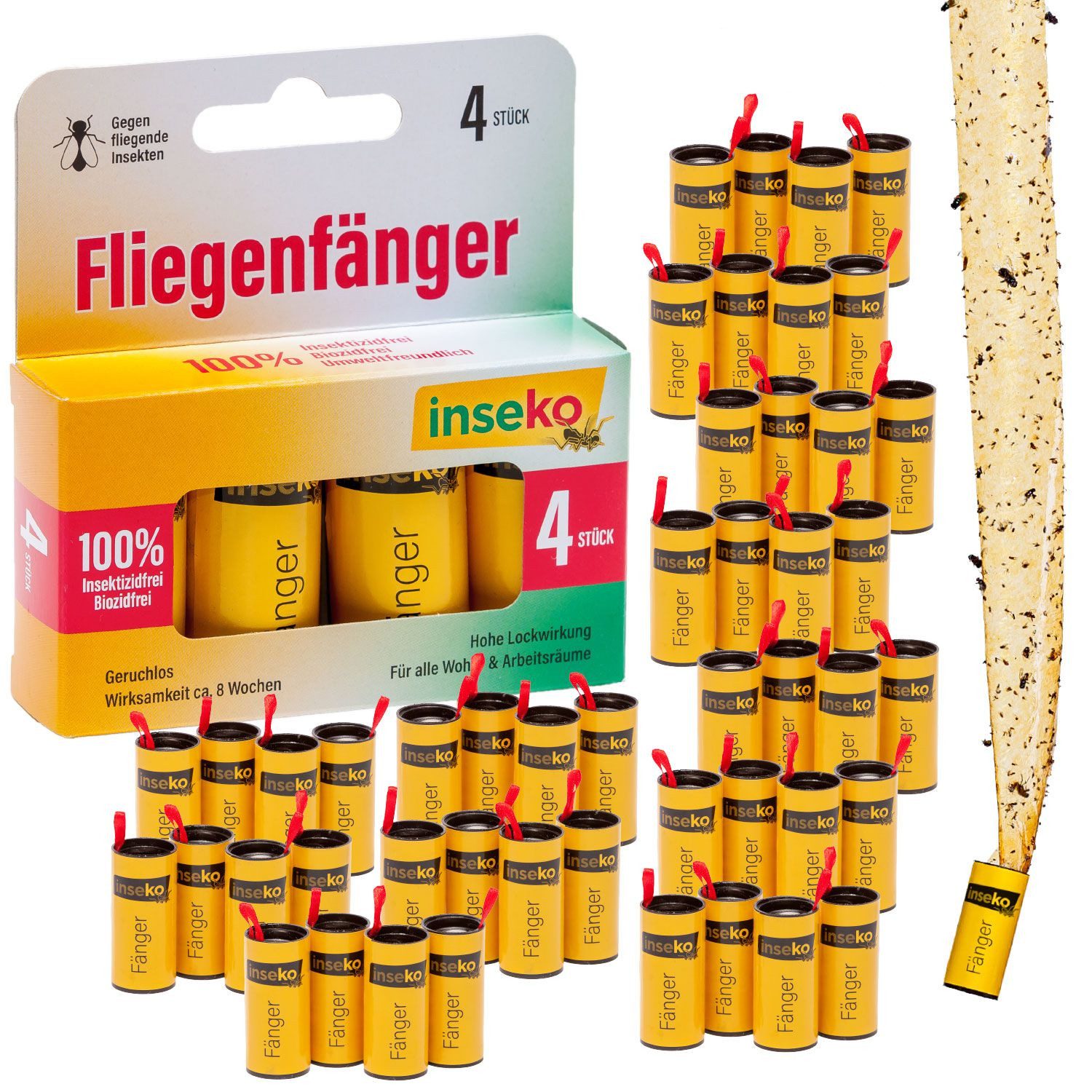 Inseko Insektenfalle 48 x inseko Fliegenfalle I Premium Fliegenfänger I Fruchtfliegenfalle, umweltfreundlich & giftfrei