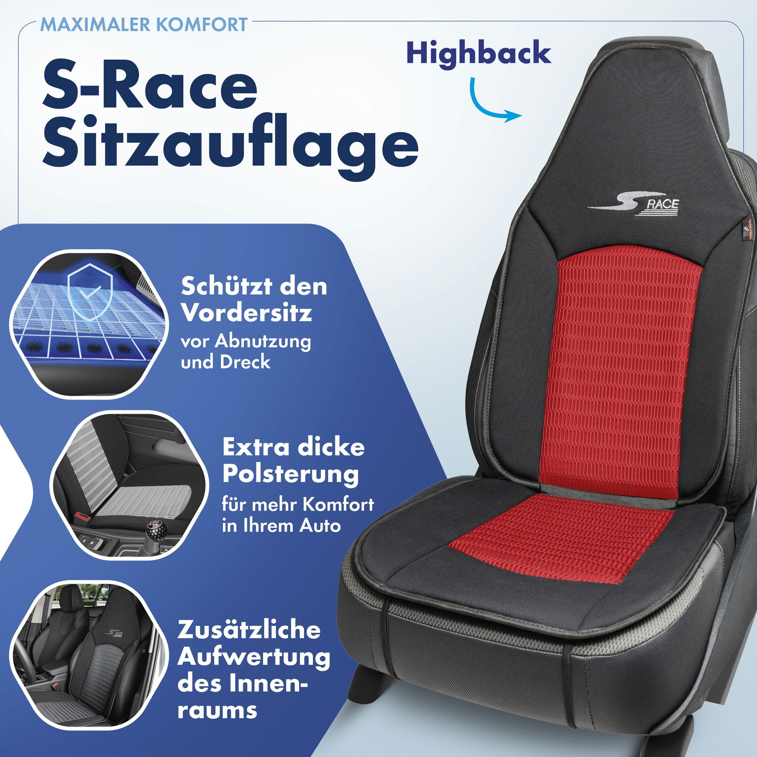 CarComfort Autositzauflage Sitzaufleger S-Race Pilotensit, 1 Stück, 1-tlg.