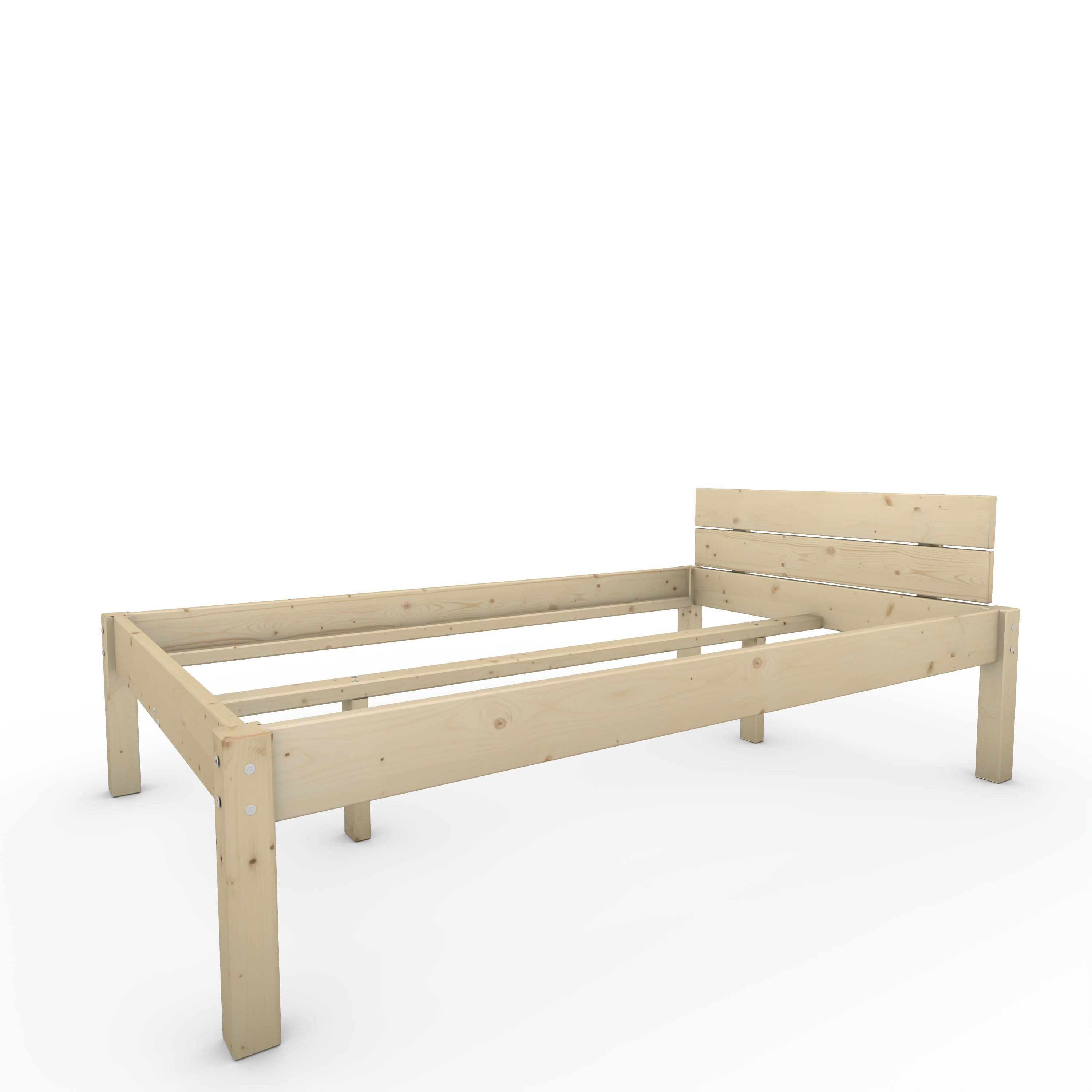 TUGA-Holztech Massivholzbett Pfostenbett Massivholzbett "Daybett" 120 x 200 cm 48 cm Holzbett Bett, Breite 80 90 100 120 140 160 180 200 Länge 190 200 210 220 H=38/48/58