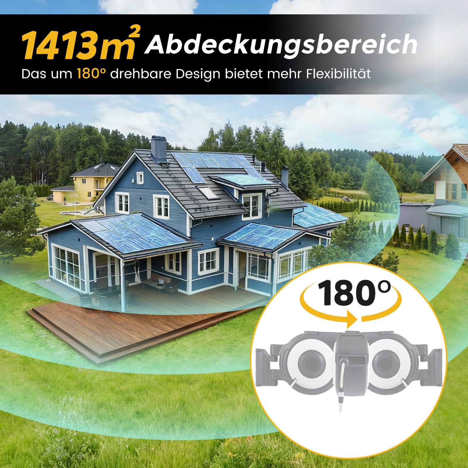 COSTWAY Gartenschlauch, (1 St), Schlauchtrommel, 180° schwenkbar, Wasser Schlauchaufroller, 30m