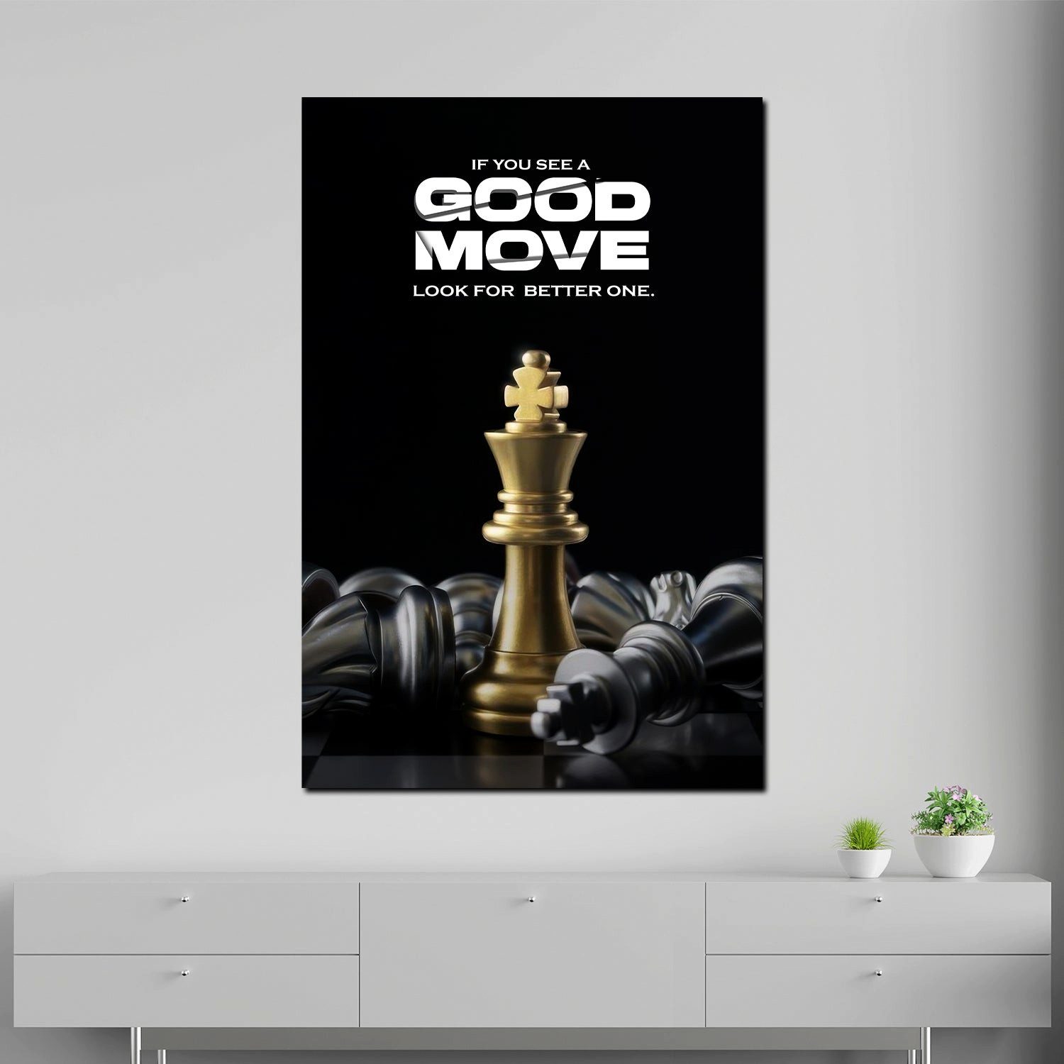 Artedinoi Leinwandbild Motivation Schachspiel Erfolg Wandbild Leinwandbild Kunstdruck XL Wand, Schachspiel, Erfolgs-Motiv
