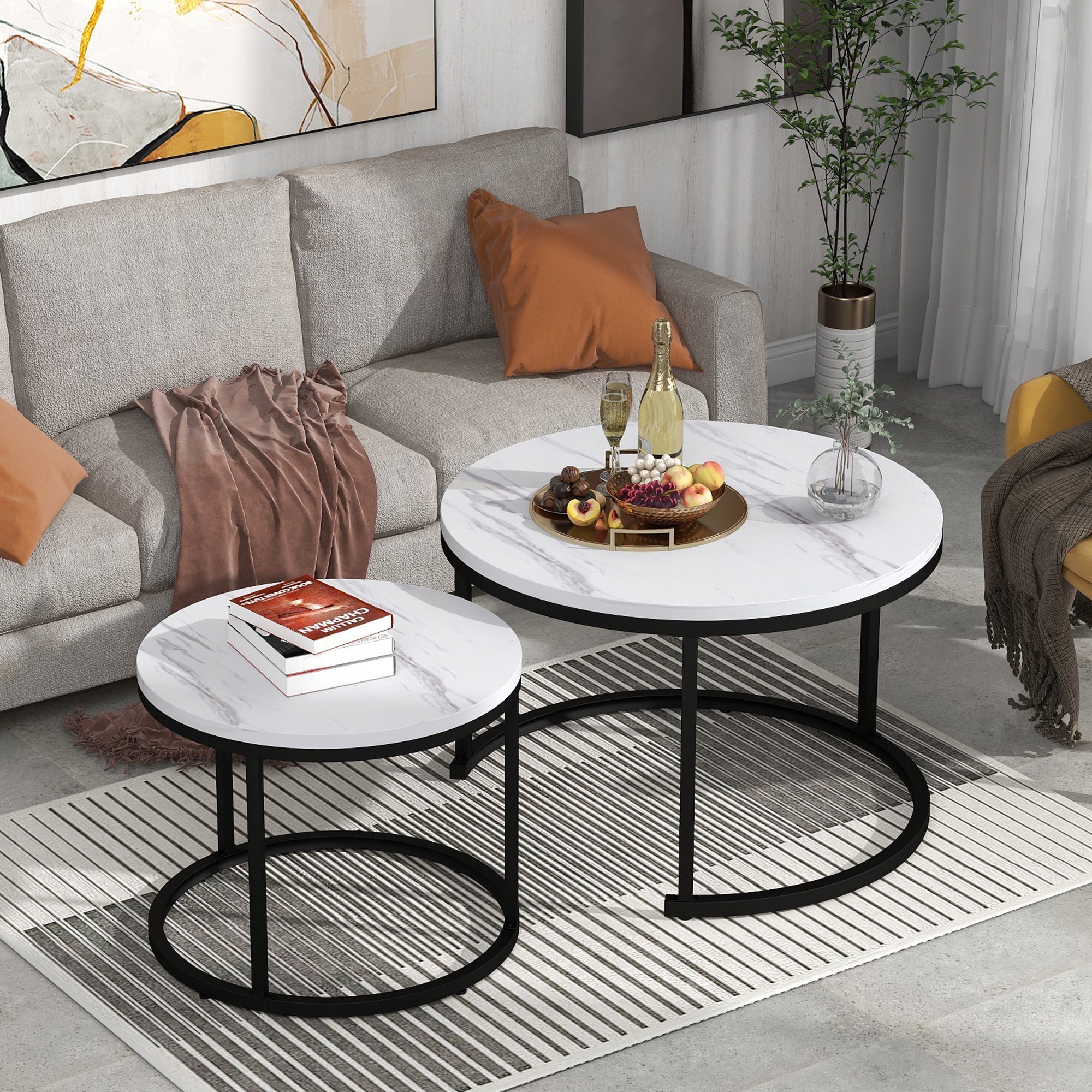 Couchtisch Runder Couchtisch 2er Set Satz Kaffeetisch Beistelltisch