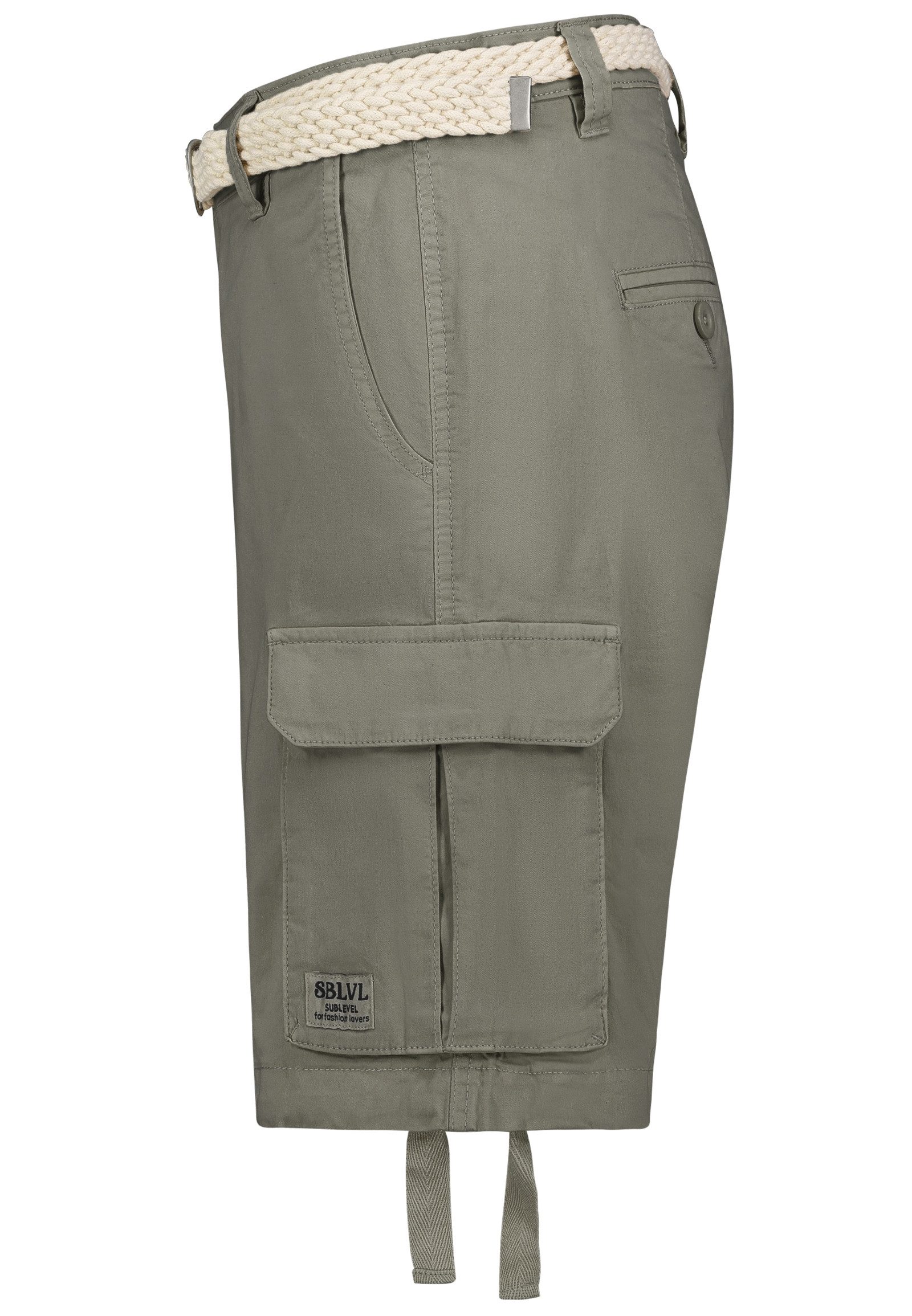 SUBLEVEL Bermudas Damen Shorts Cargobermuda mit Gürtel 5 Pocket, Sommerhose, kurze Hose, Bermudashorts
