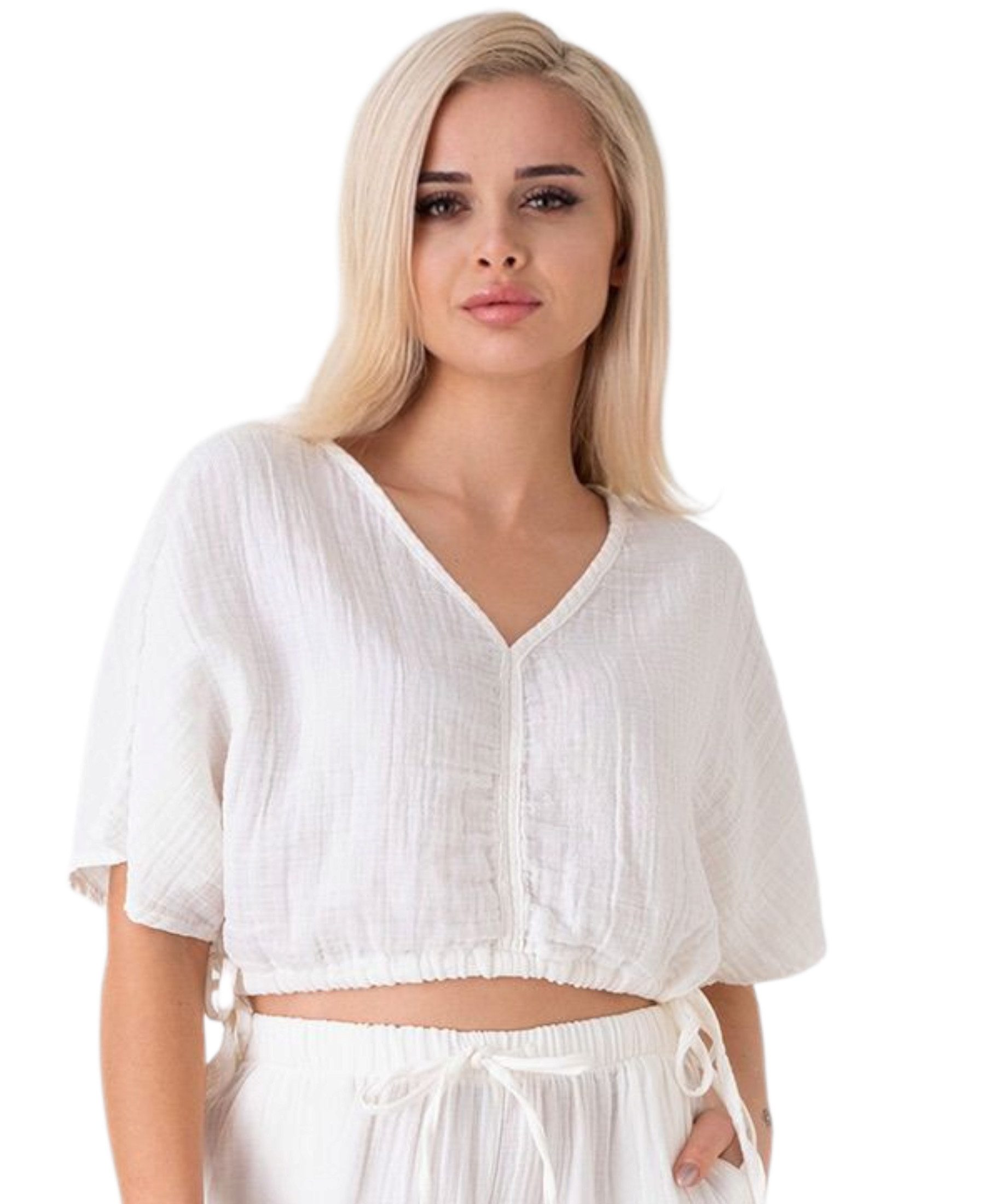 WENOR Crop-Top Musselin Bluse Cropped-Oberteil mit günstig online kaufen