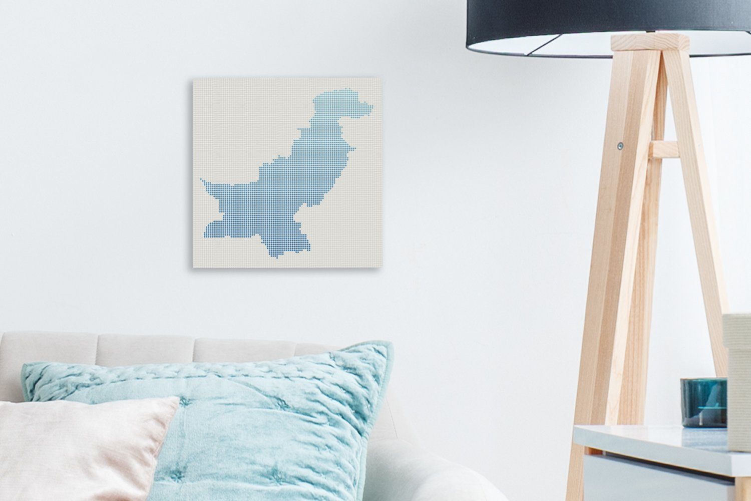 Wohnzimmer Illustration Pakistans im Bilder der Eine (1 Schlafzimmer für OneMillionCanvasses® Karte Leinwand Punktmuster, St), Leinwandbild