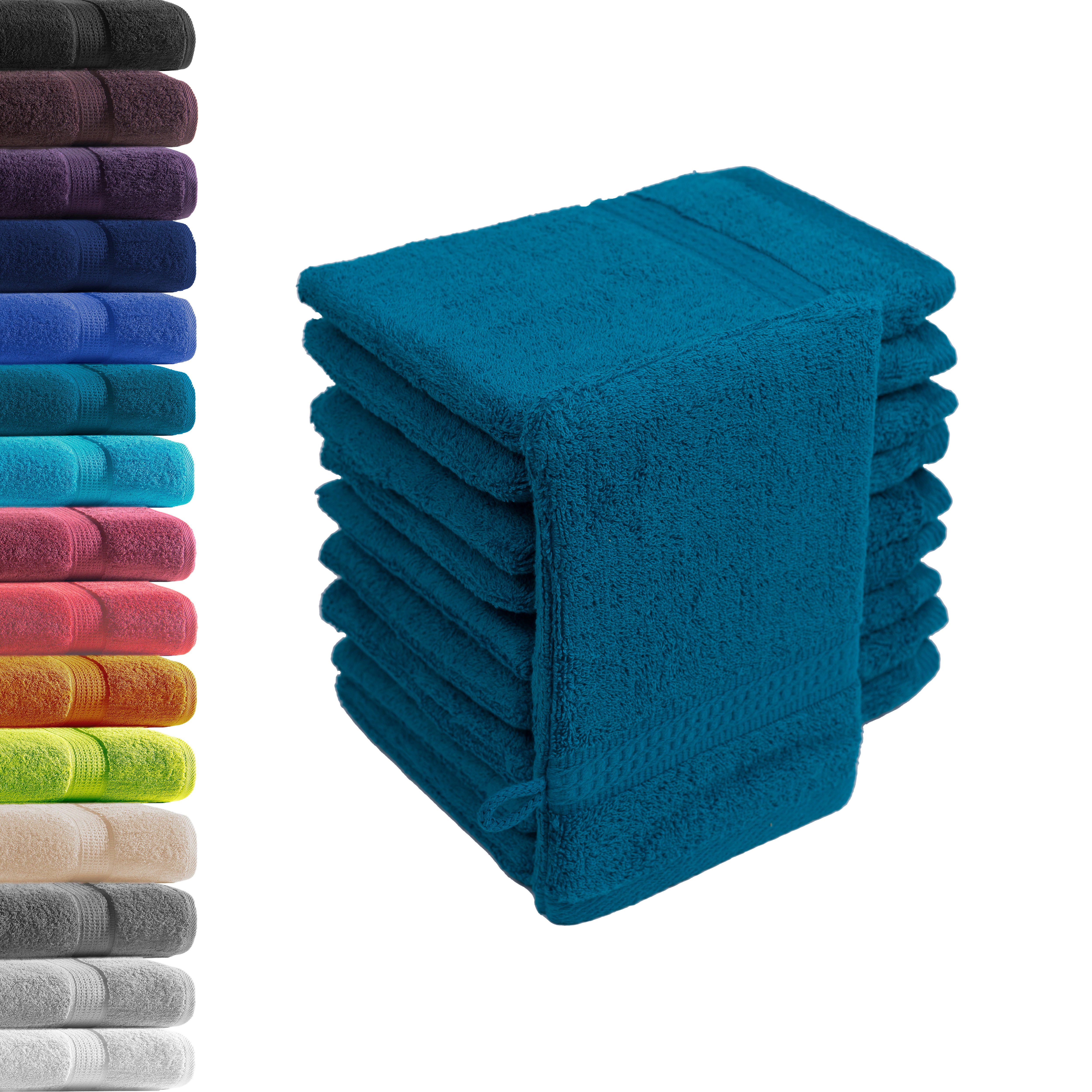 Hometex Premium Textiles Waschhandschuh in Premium Qualität 500 g/m², Feinster Frottier-Stoff 100% Baumwolle, (10er Set), weich, saugfähig, extra schwer & flauschig - TEST BILD TOP MARKE 2025