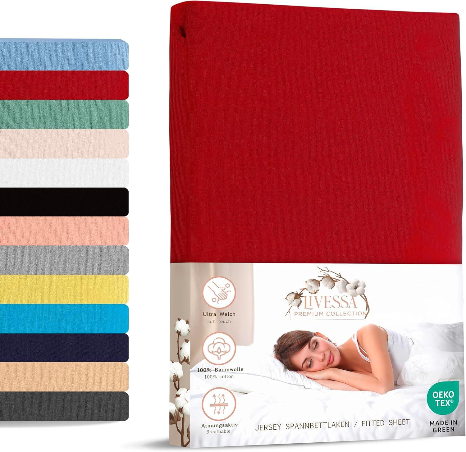 livessa Spannbettlaken Jersey Spannbettlaken 100% Baumwolle – Atmungsaktiv günstig online kaufen