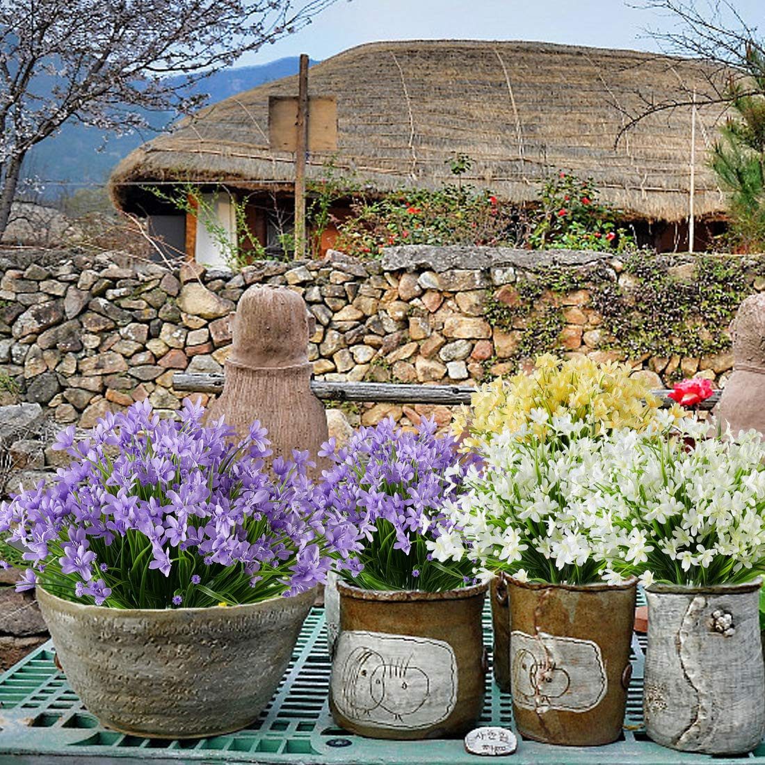 Kunstblumenstrauß 3 Bündel Blumen Geranie Blumen, Dekoration künstliche Faux, Coonoor, Außenbereich Kunstblumenstrauß, ideal für gärten Kunstpflanzen – Bild 5 von 5